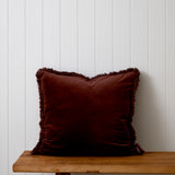Maison Velvet Large Square Fringed Cushion Cover | Merlot-1