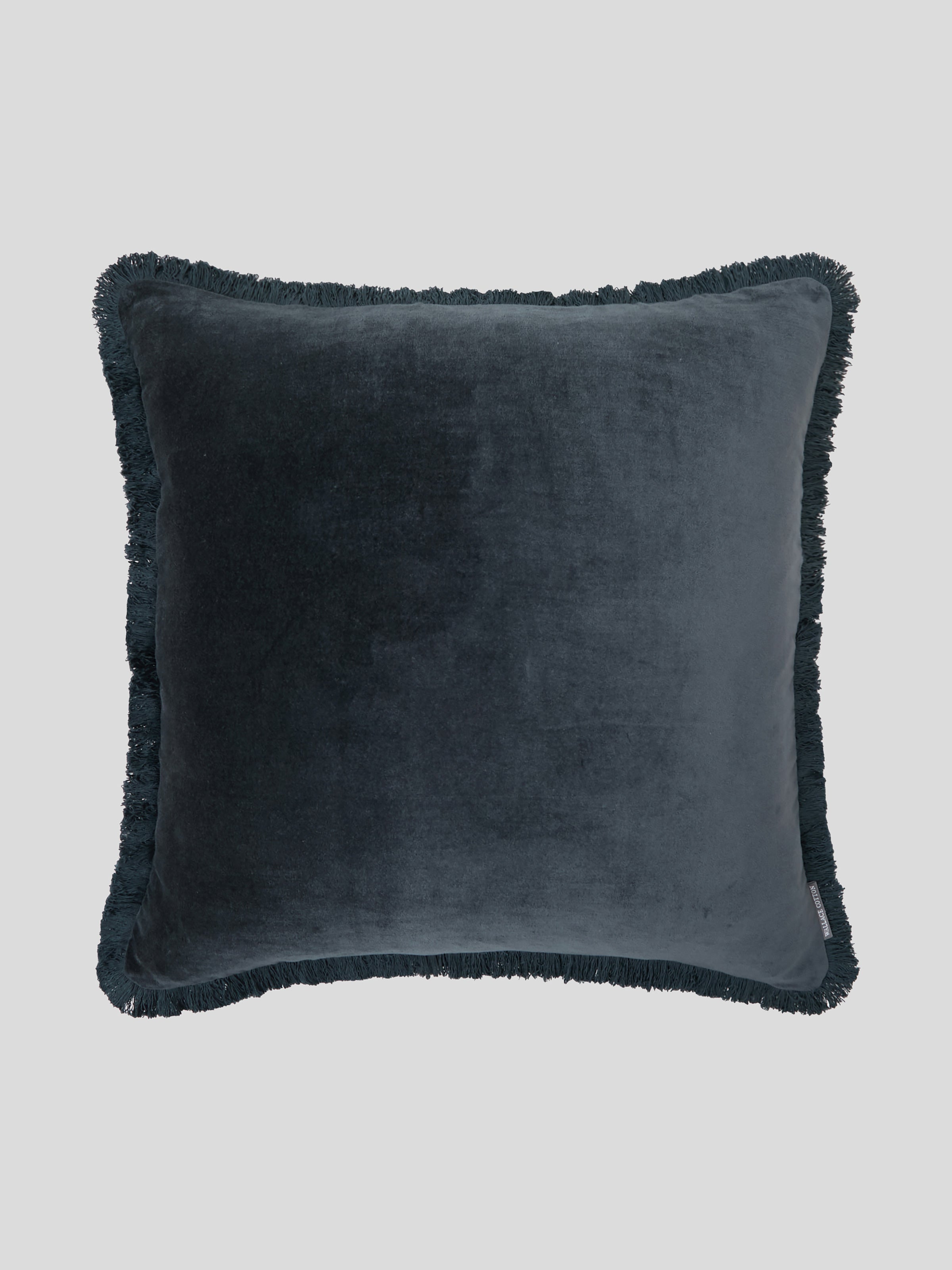 Maison Velvet Large Square Fringed Cushion Cover | Midnight-1
