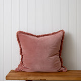 Maison Velvet Large Square Fringed Cushion Cover | Rose-1