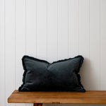 Maison Velvet Rectangle Fringed Cushion Cover | Midnight-1