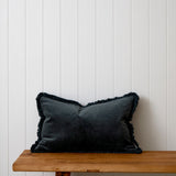 Maison Velvet Rectangle Fringed Cushion Cover | Midnight-1