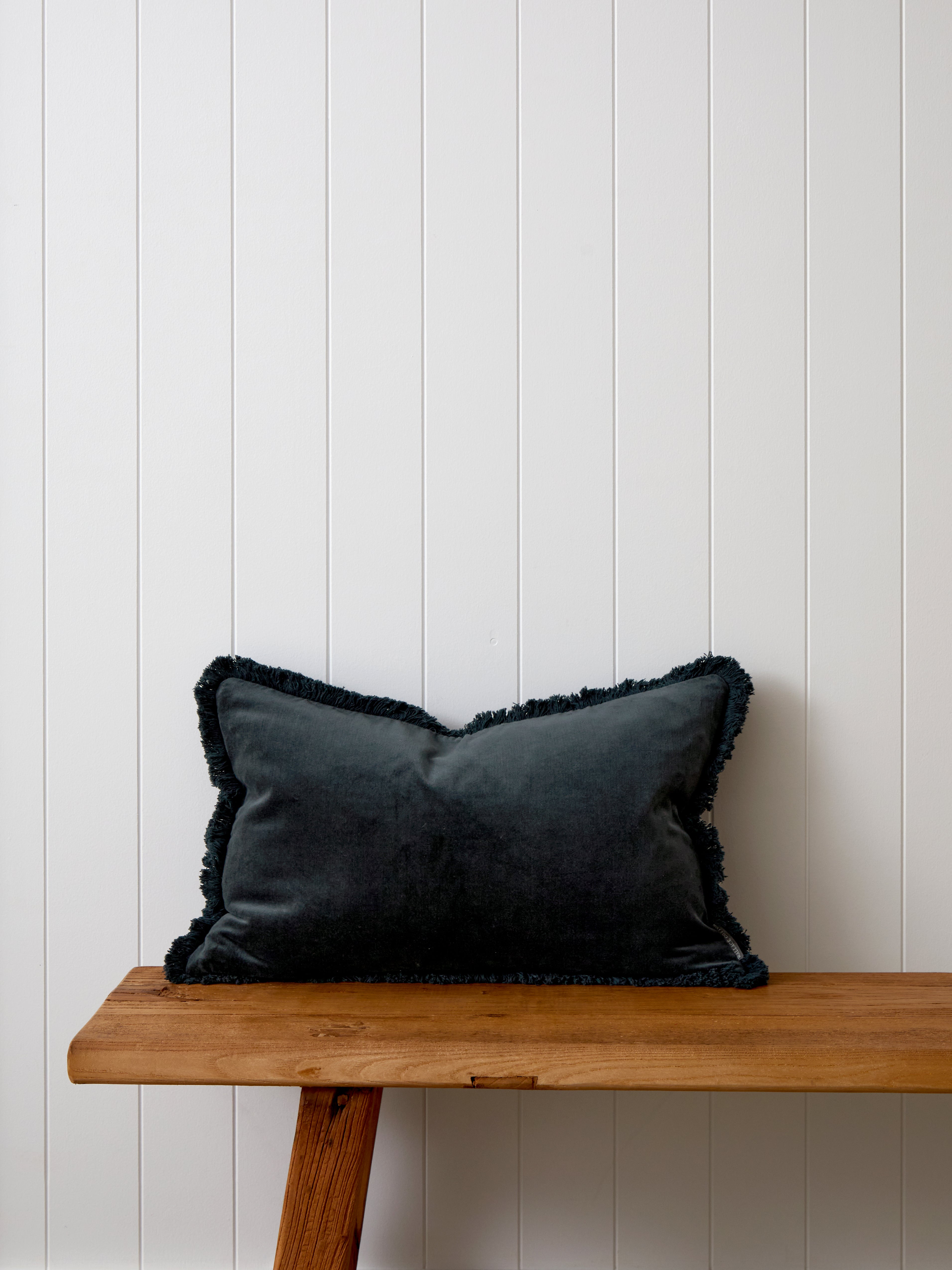 Maison Velvet Rectangle Fringed Cushion Cover | Midnight-1
