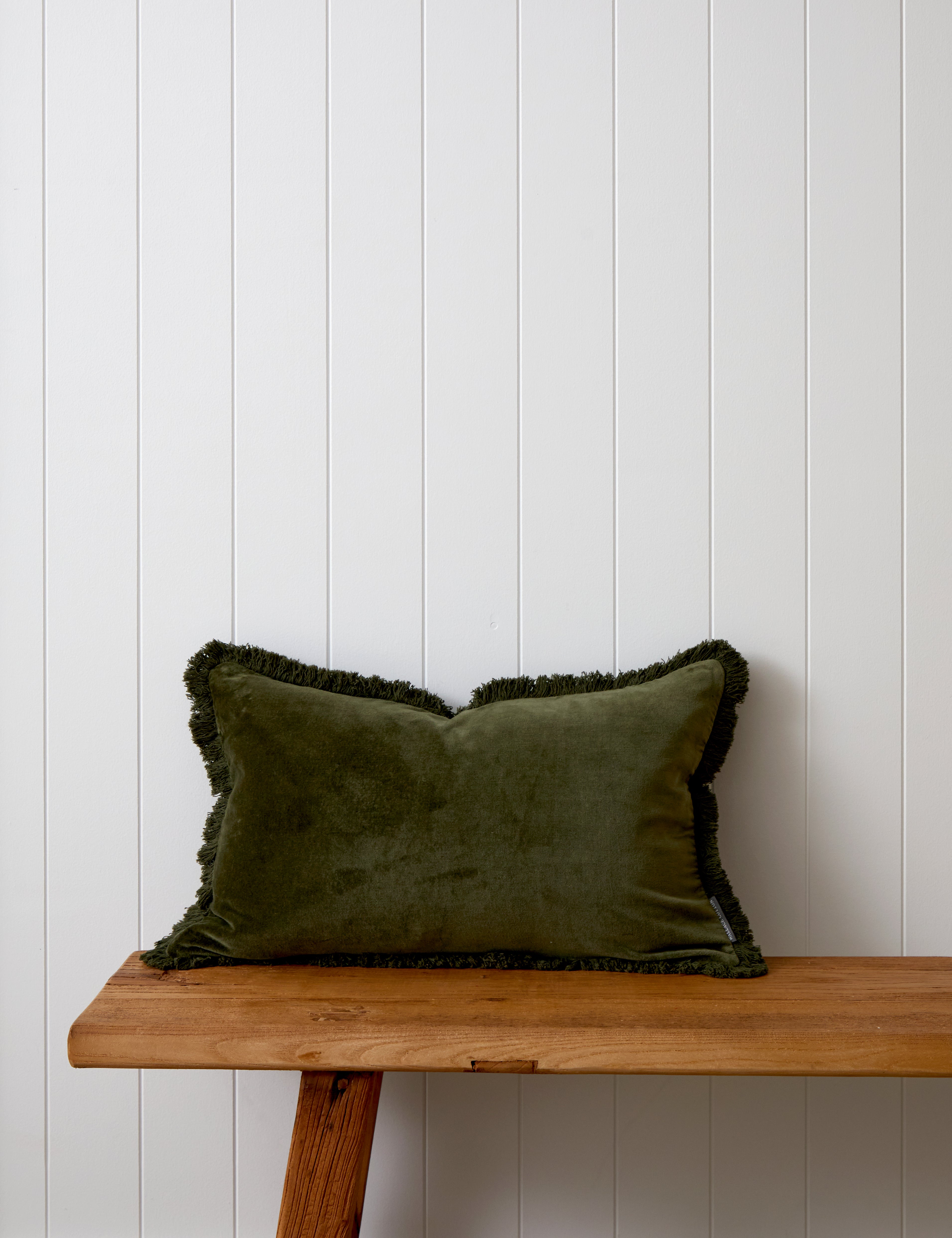 Maison Velvet Rectangle Fringed Cushion Cover | Olive-1