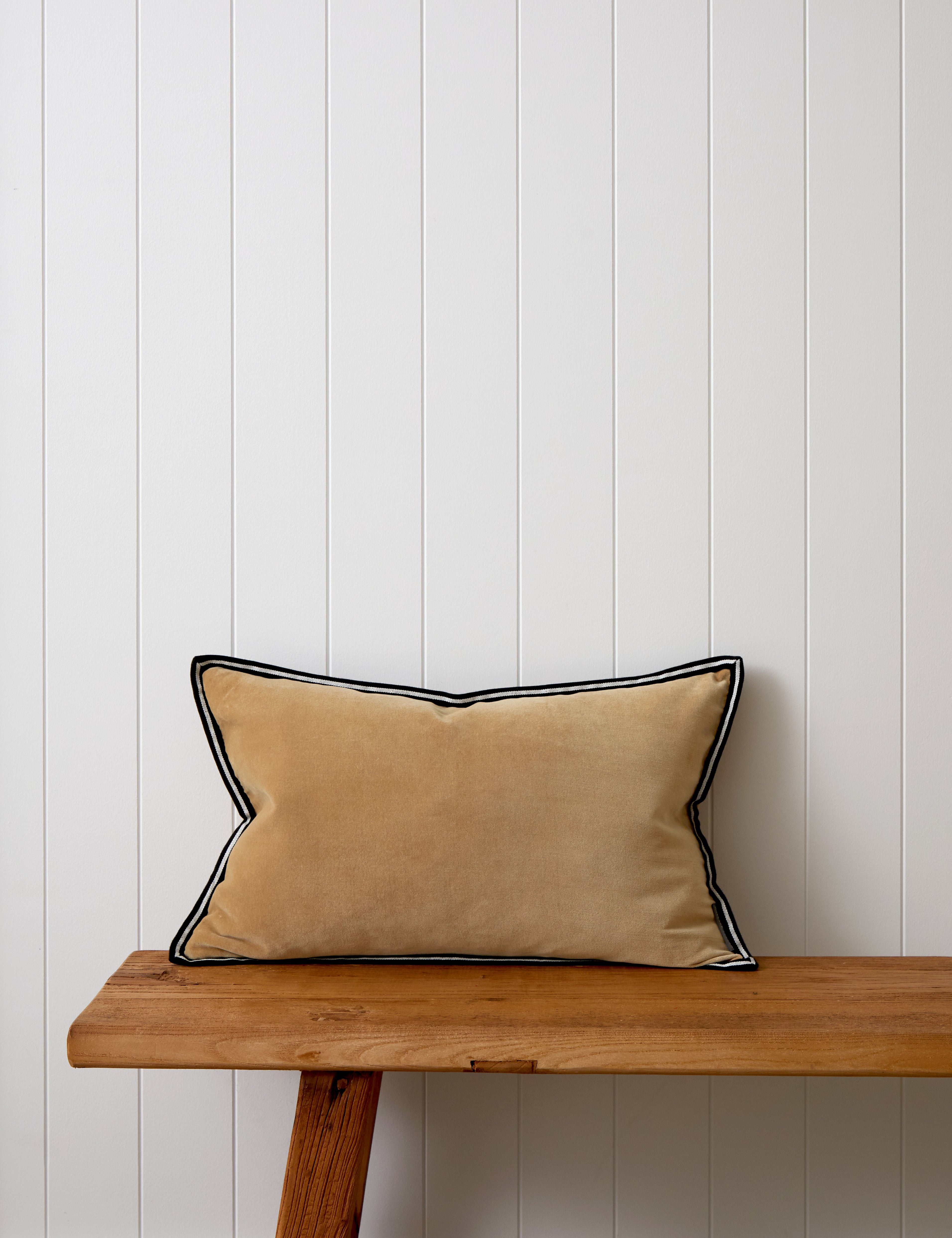 Maison Velvet Rectangle Ribbon Cushion Cover | Caramel-1