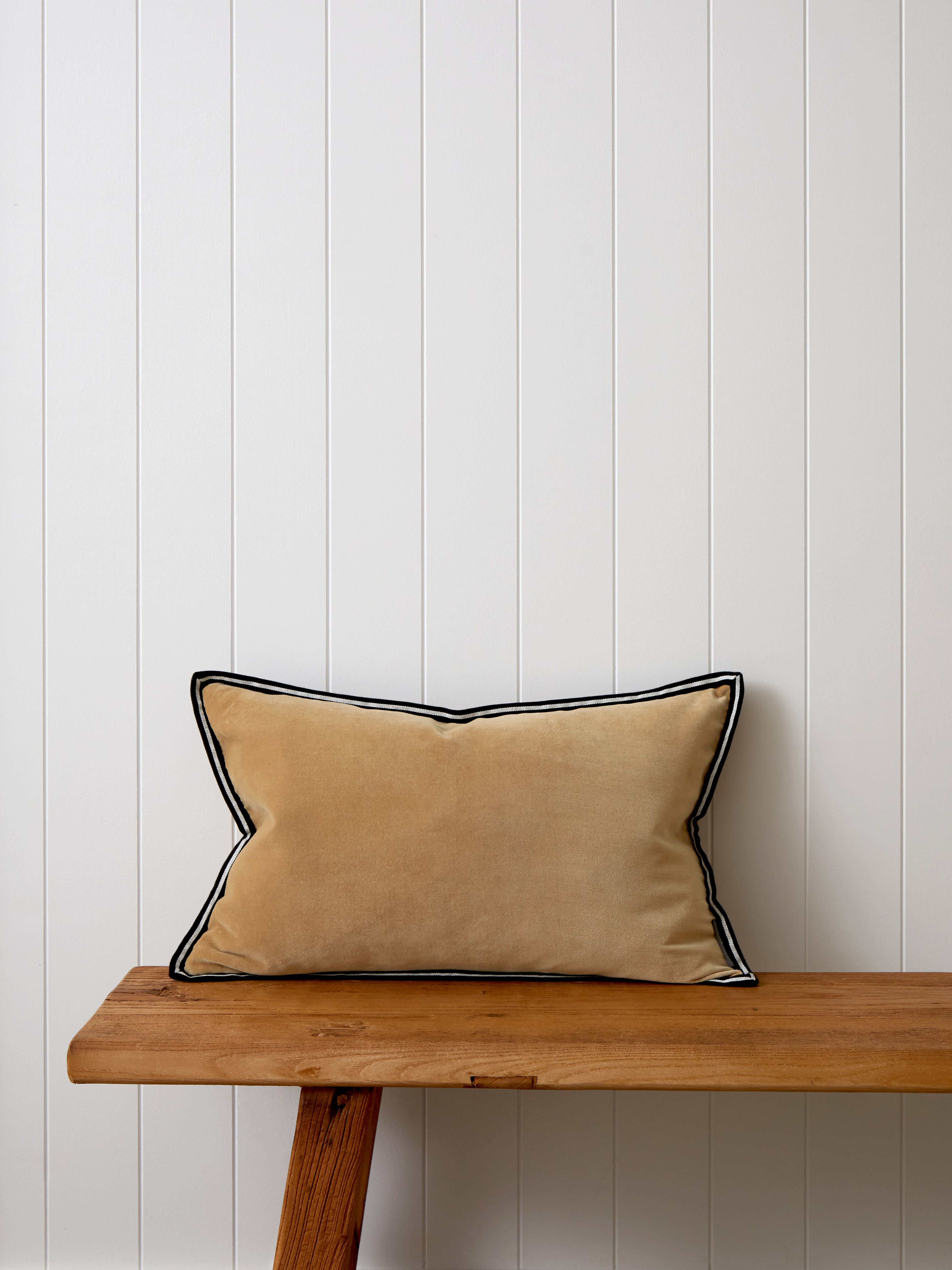 Maison Velvet Rectangle Ribbon Cushion Cover | Caramel-1