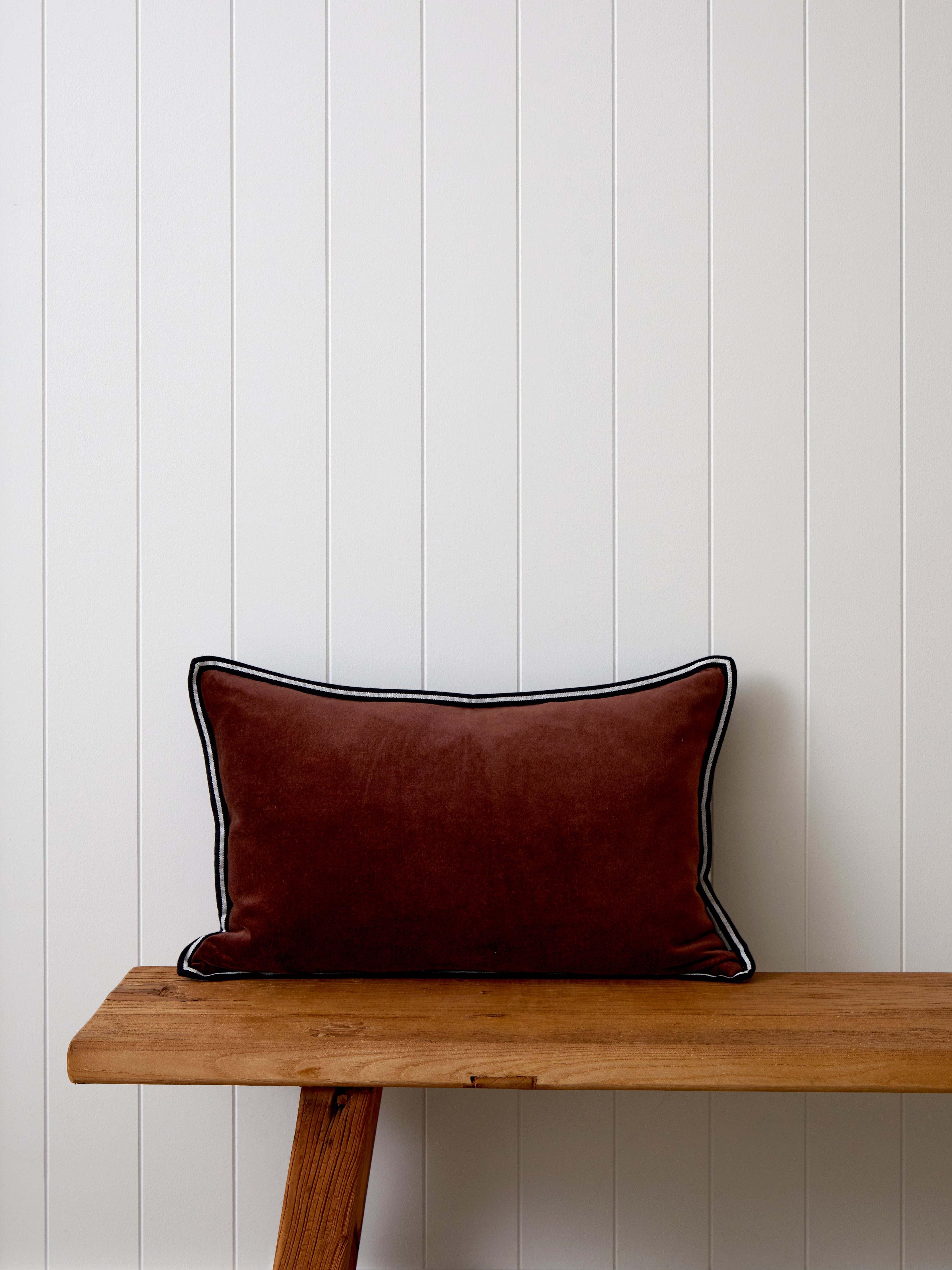 Maison Velvet Rectangle Ribbon Cushion Cover | Merlot-1