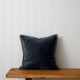 Maison Velvet Square Ribbon Cushion Cover | Midnight-1
