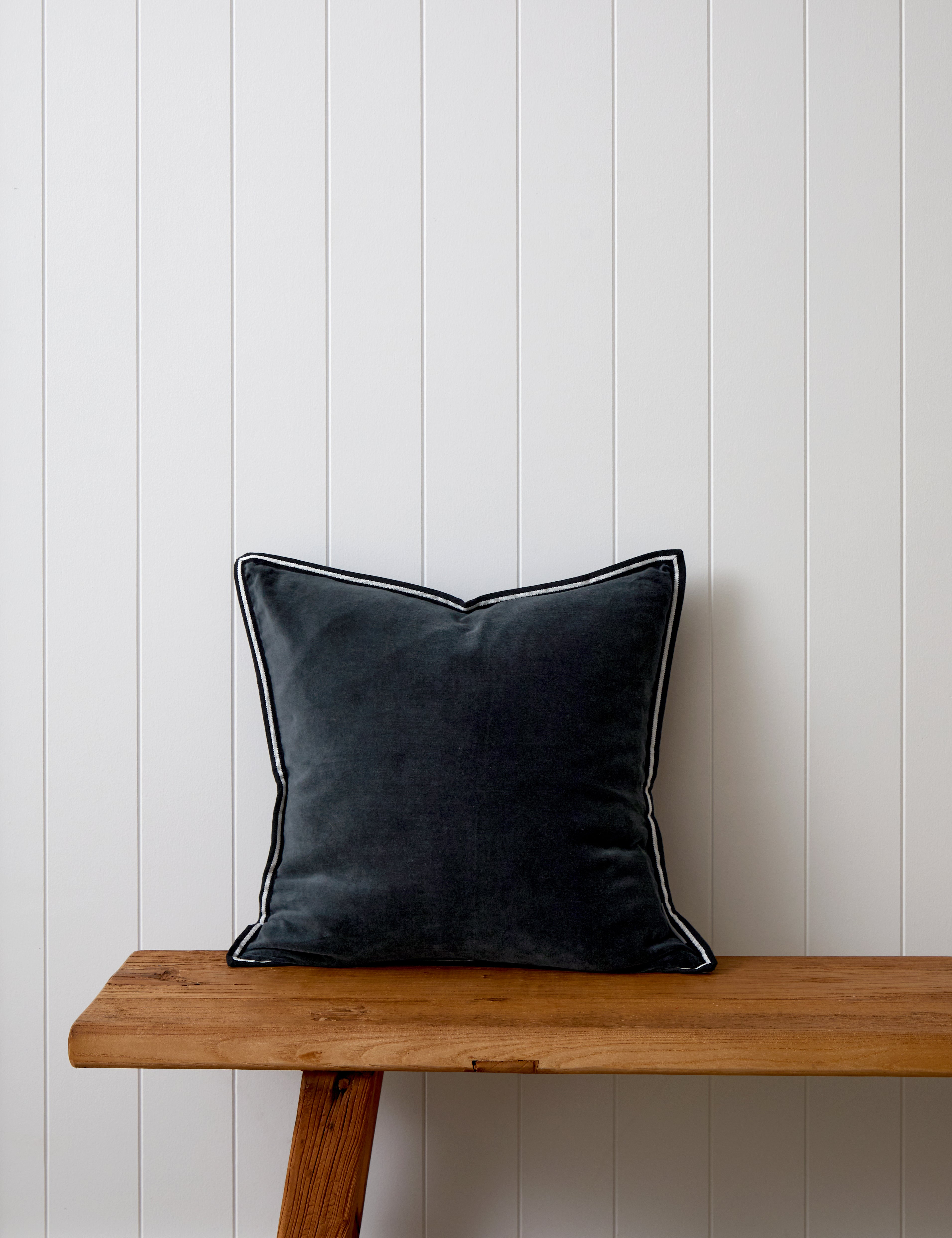 Maison Velvet Square Ribbon Cushion Cover | Midnight-1