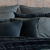 Maison Velvet Square Ribbon Cushion Cover | Midnight-2
