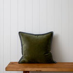 Maison Velvet Square Ribbon Cushion Cover | Olive-1