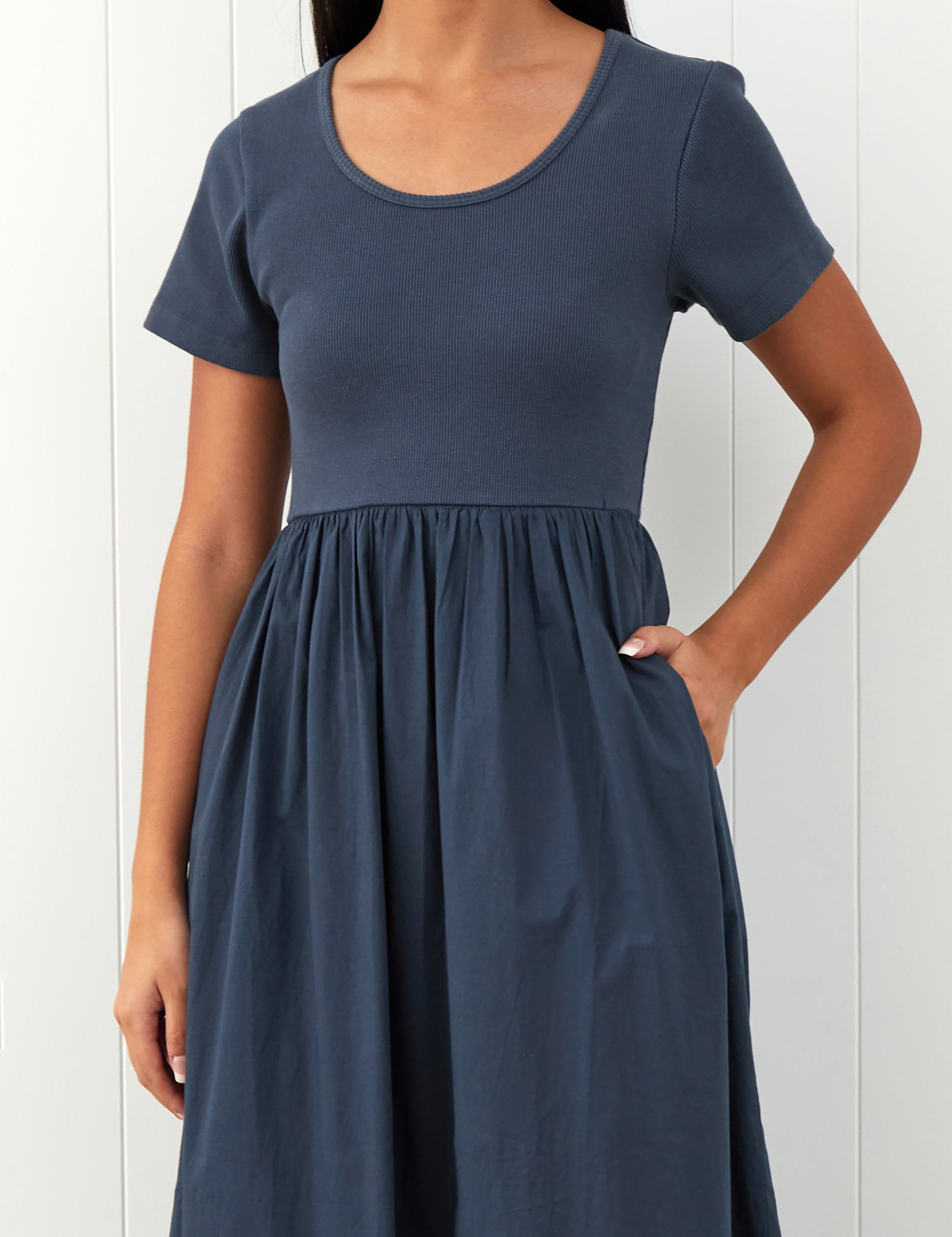 Malta Poplin Dress | Ink-3