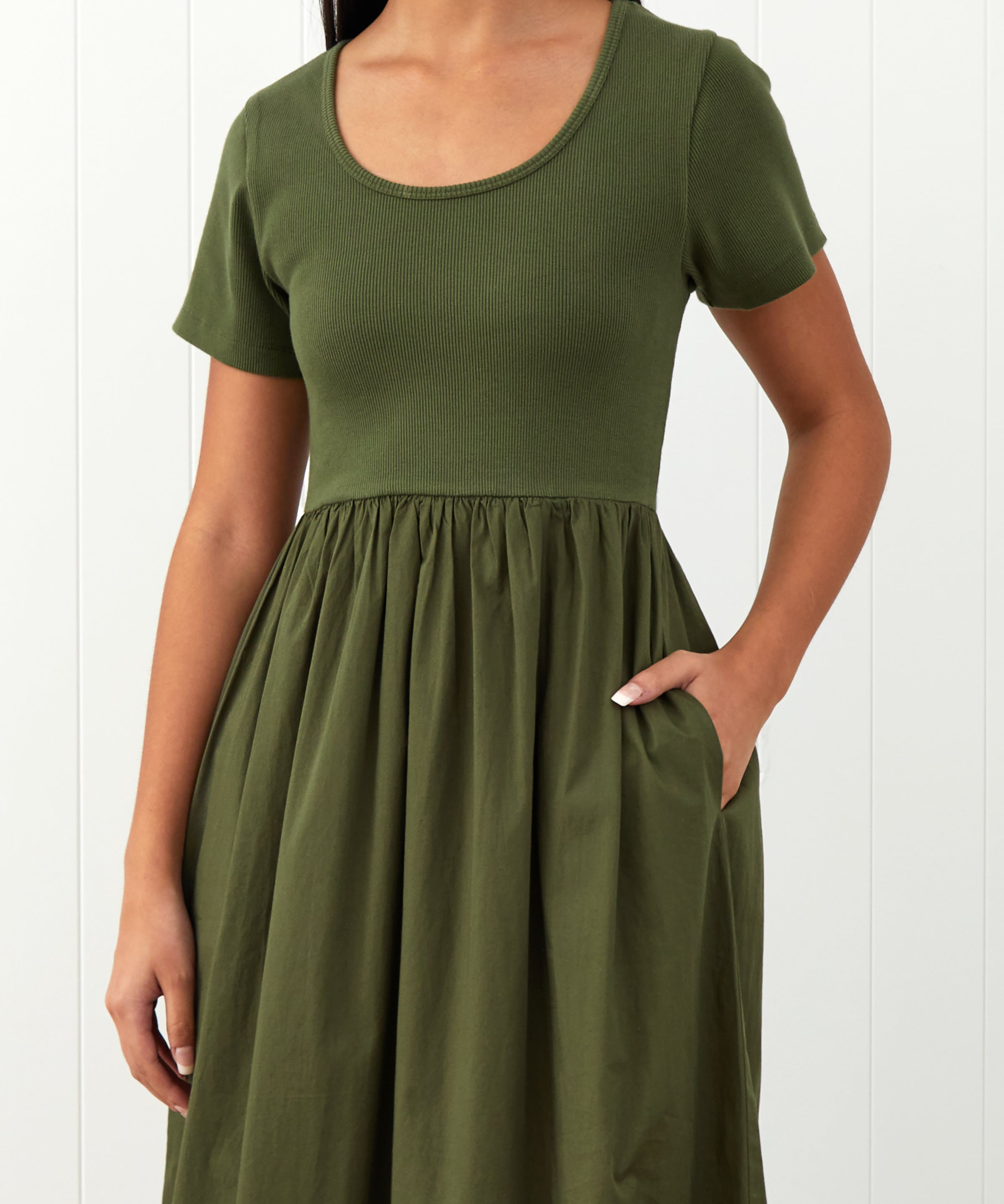 Malta Poplin Dress | Olive-3