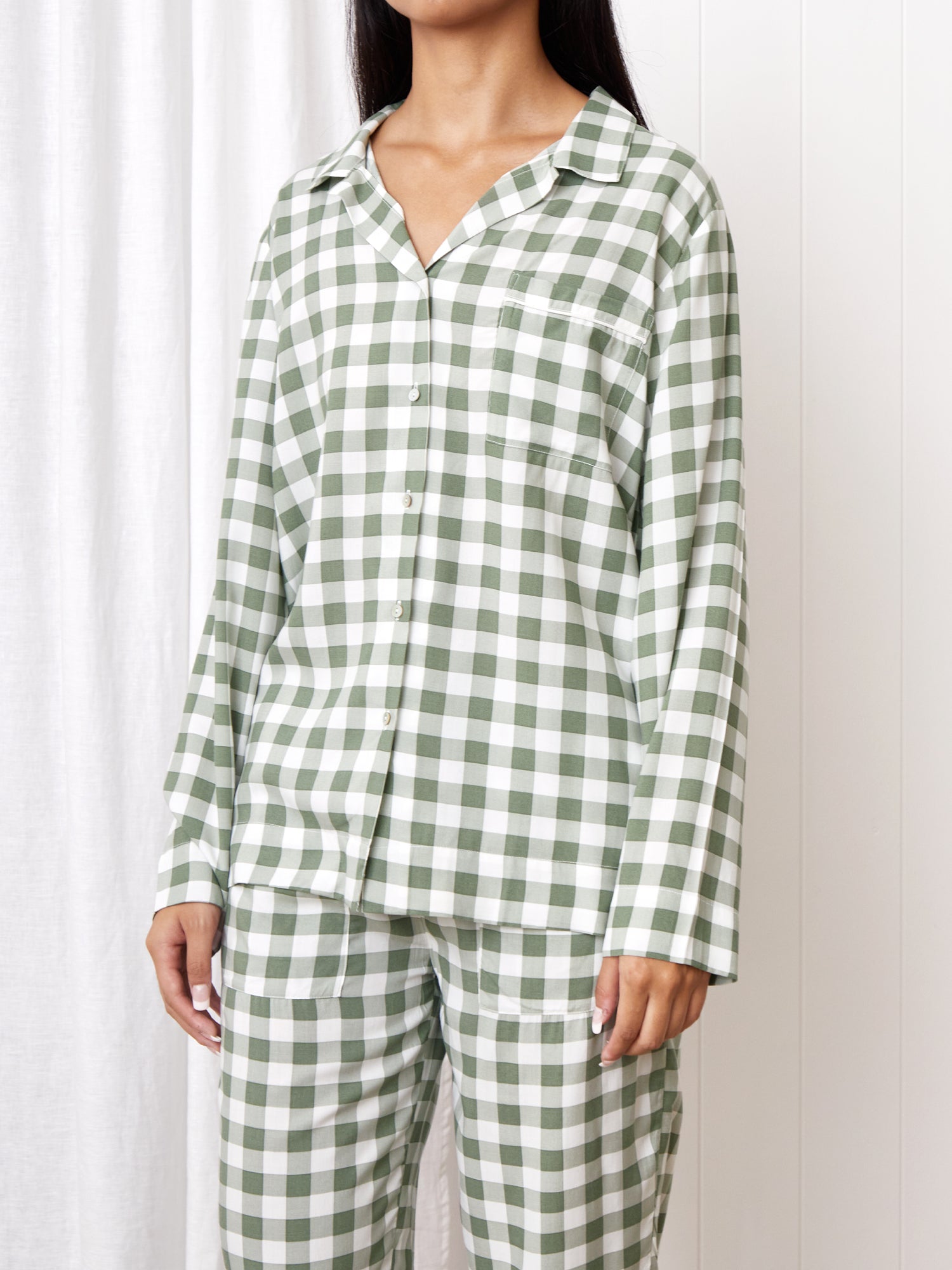 Margot PJ Shirt | Green Gingham-1