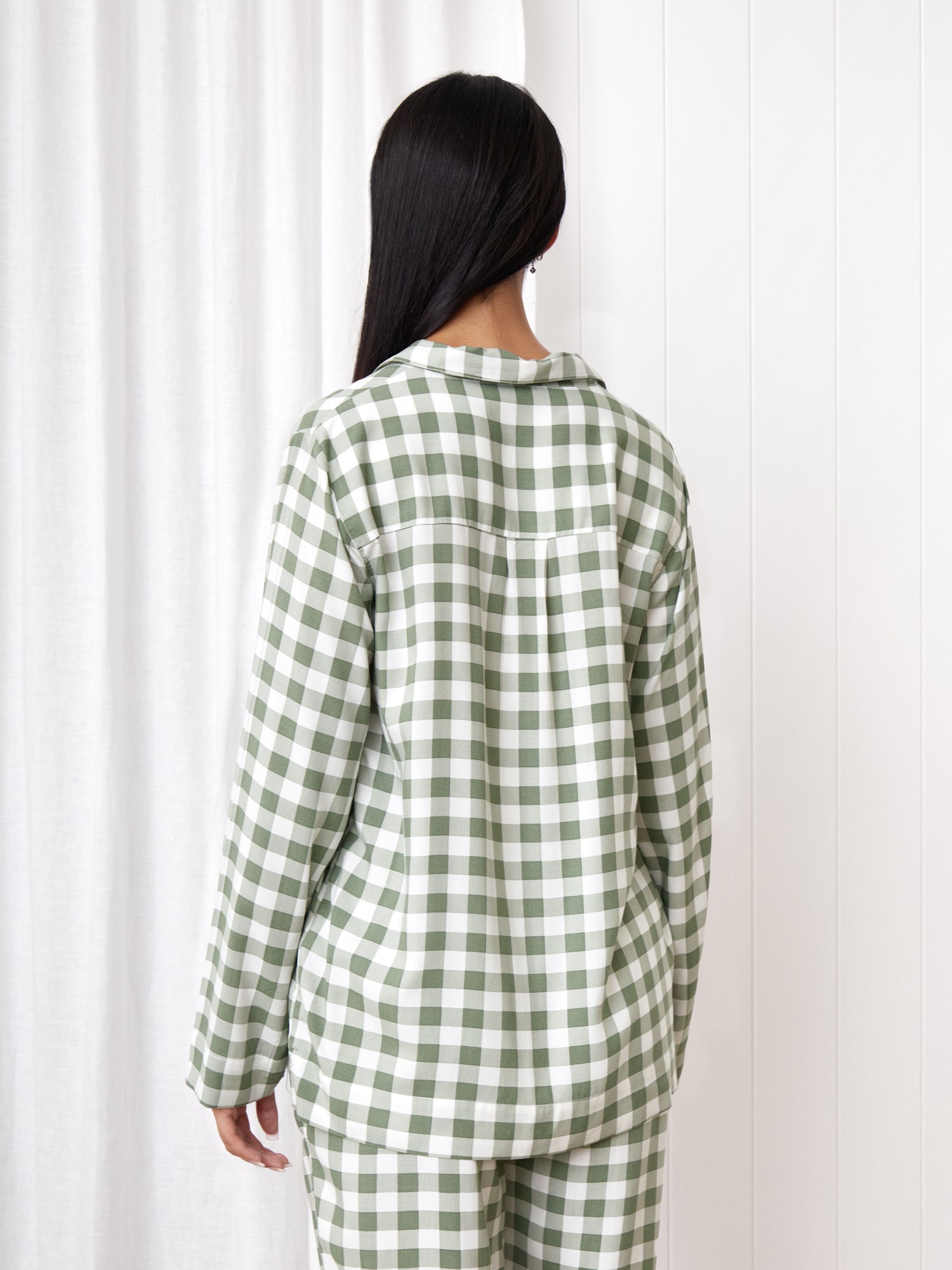 Margot PJ Shirt | Green Gingham-4