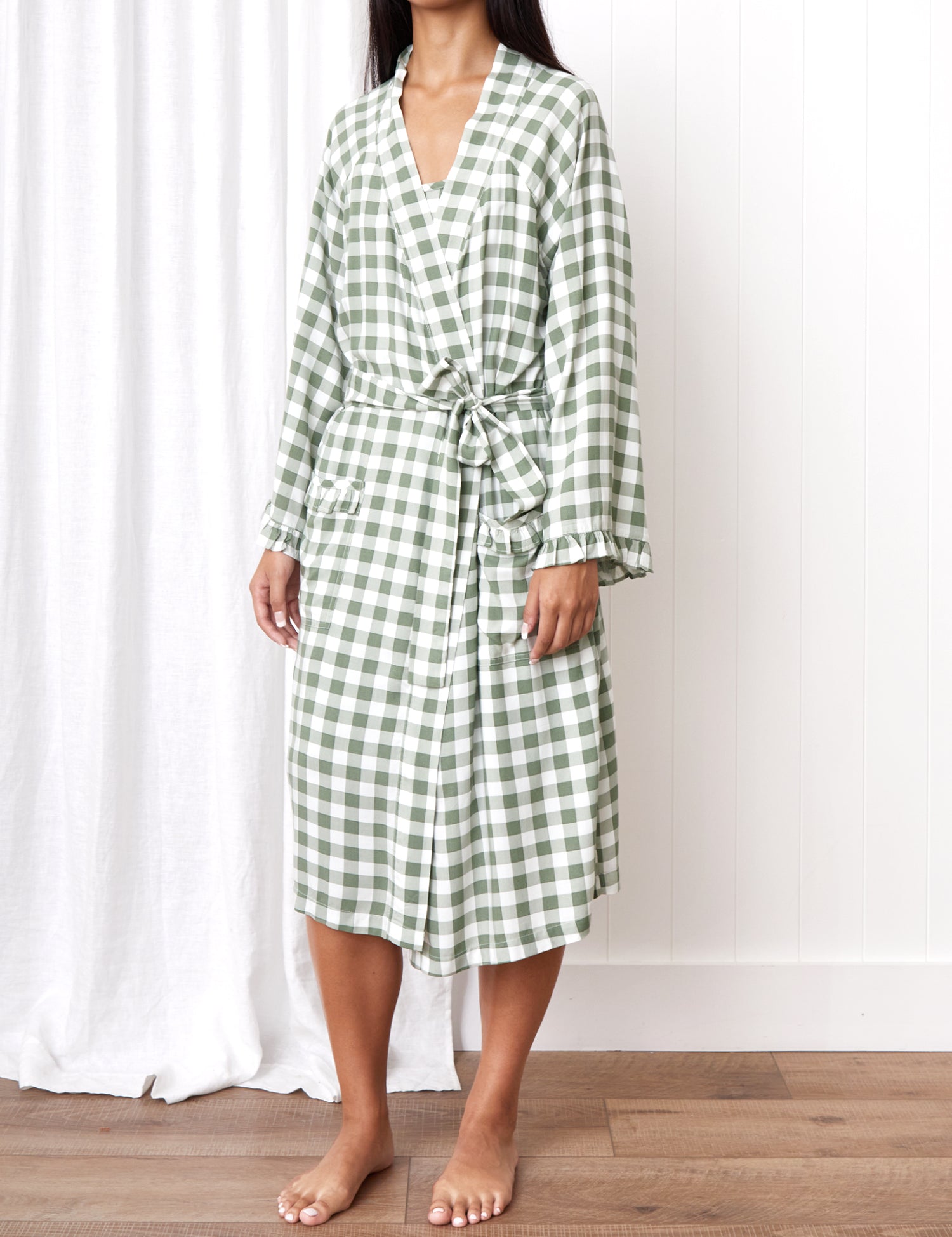 Margot Robe | Green Gingham-1