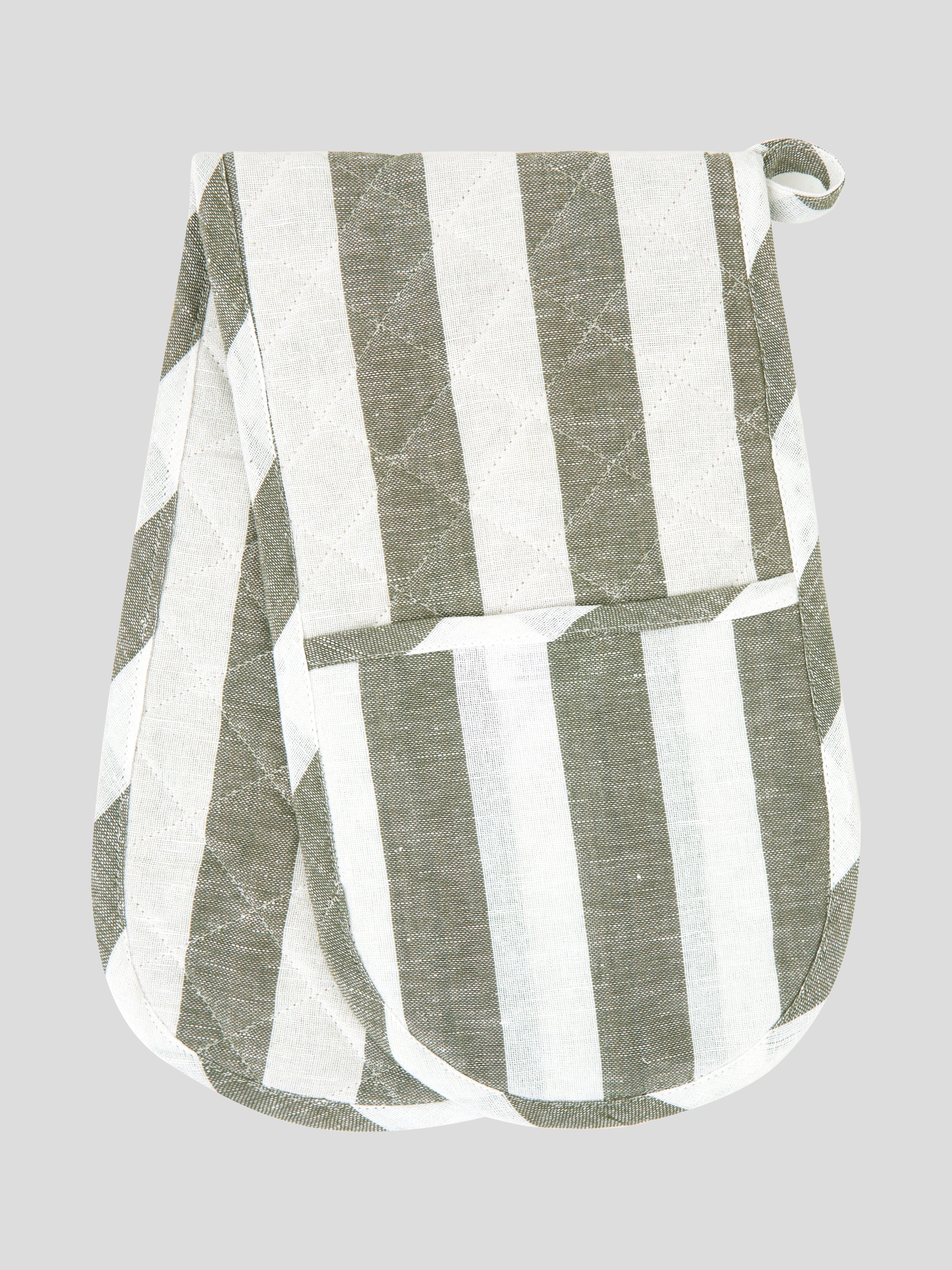 Market Kitchen Double Oven Glove | Olive Stripe-1