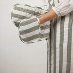 Market Kitchen Double Oven Glove | Olive Stripe-2