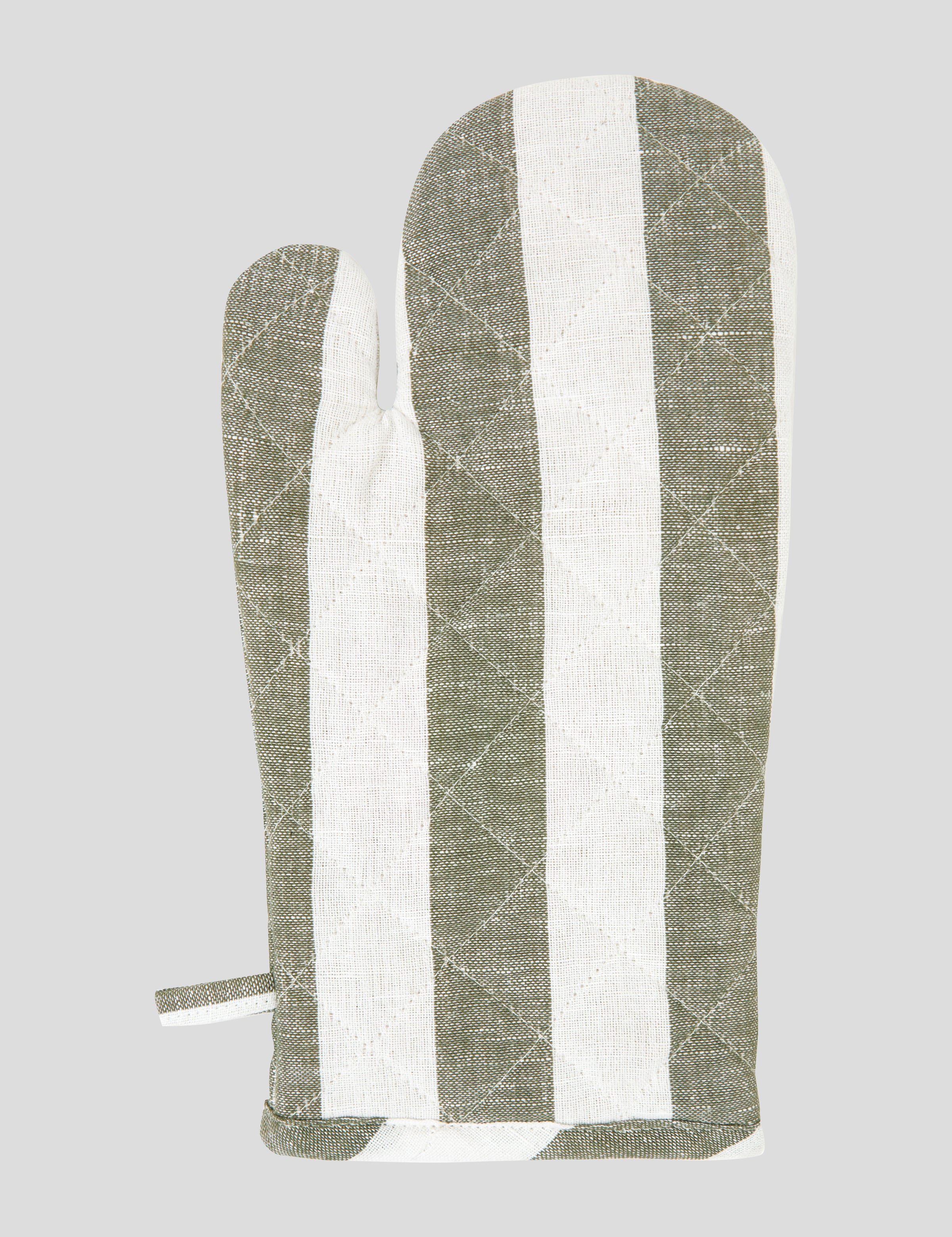 Market Kitchen Single Oven Glove | Olive Stripe-1