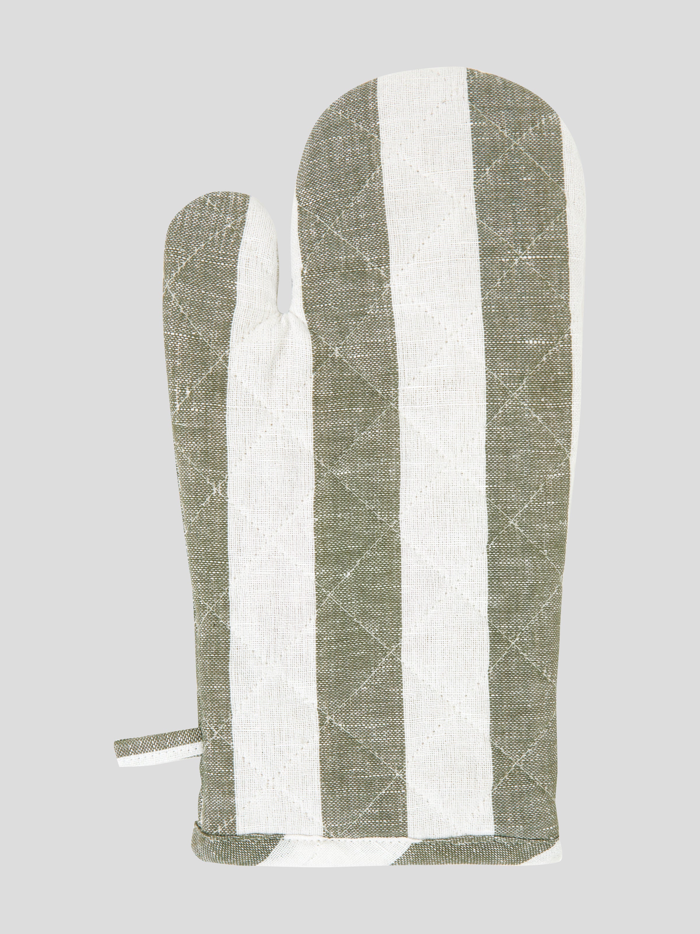 Market Kitchen Single Oven Glove | Olive Stripe-1