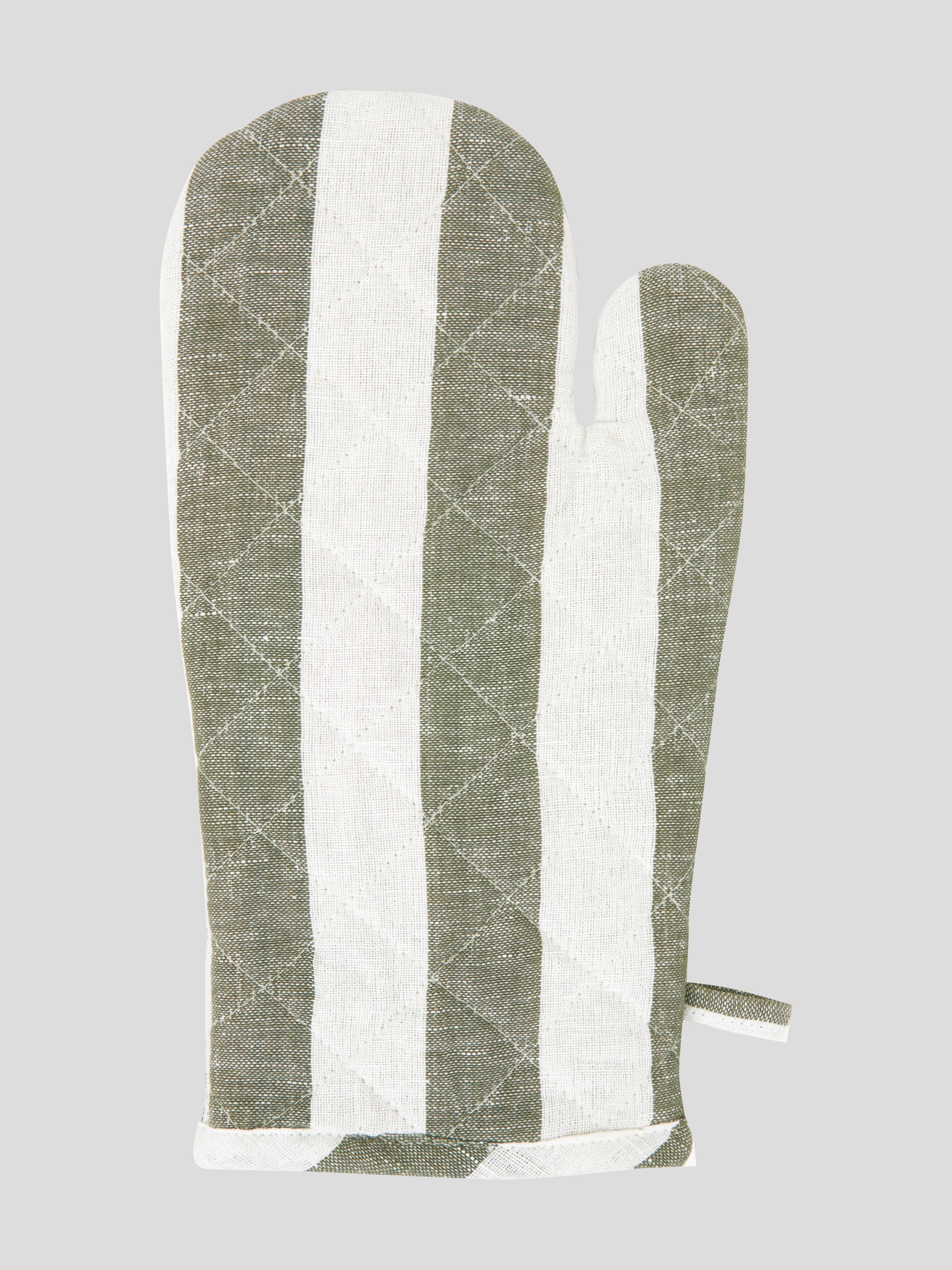 Market Kitchen Single Oven Glove | Olive Stripe-3
