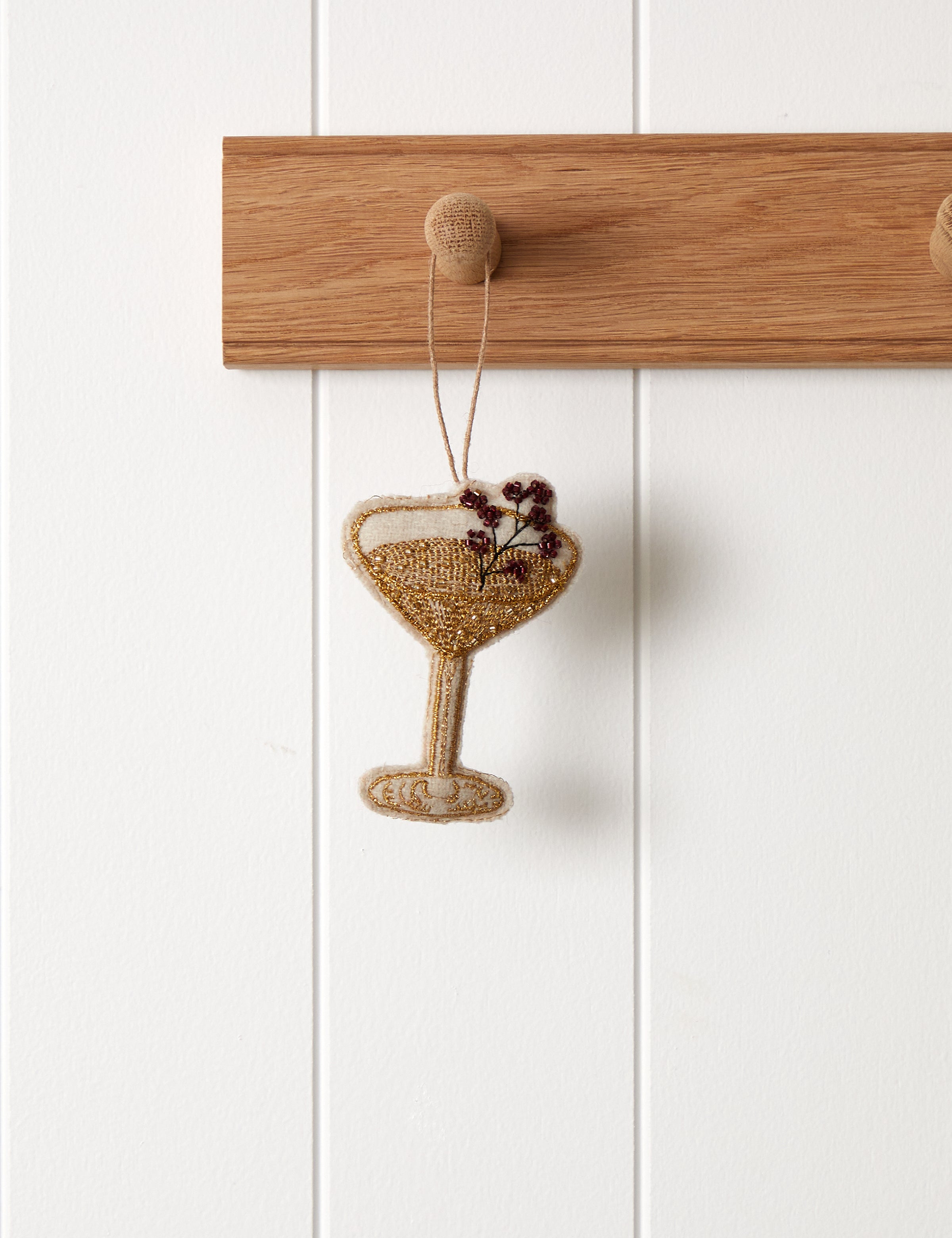 Martini Glass Beaded Christmas Decoration | Gold-1