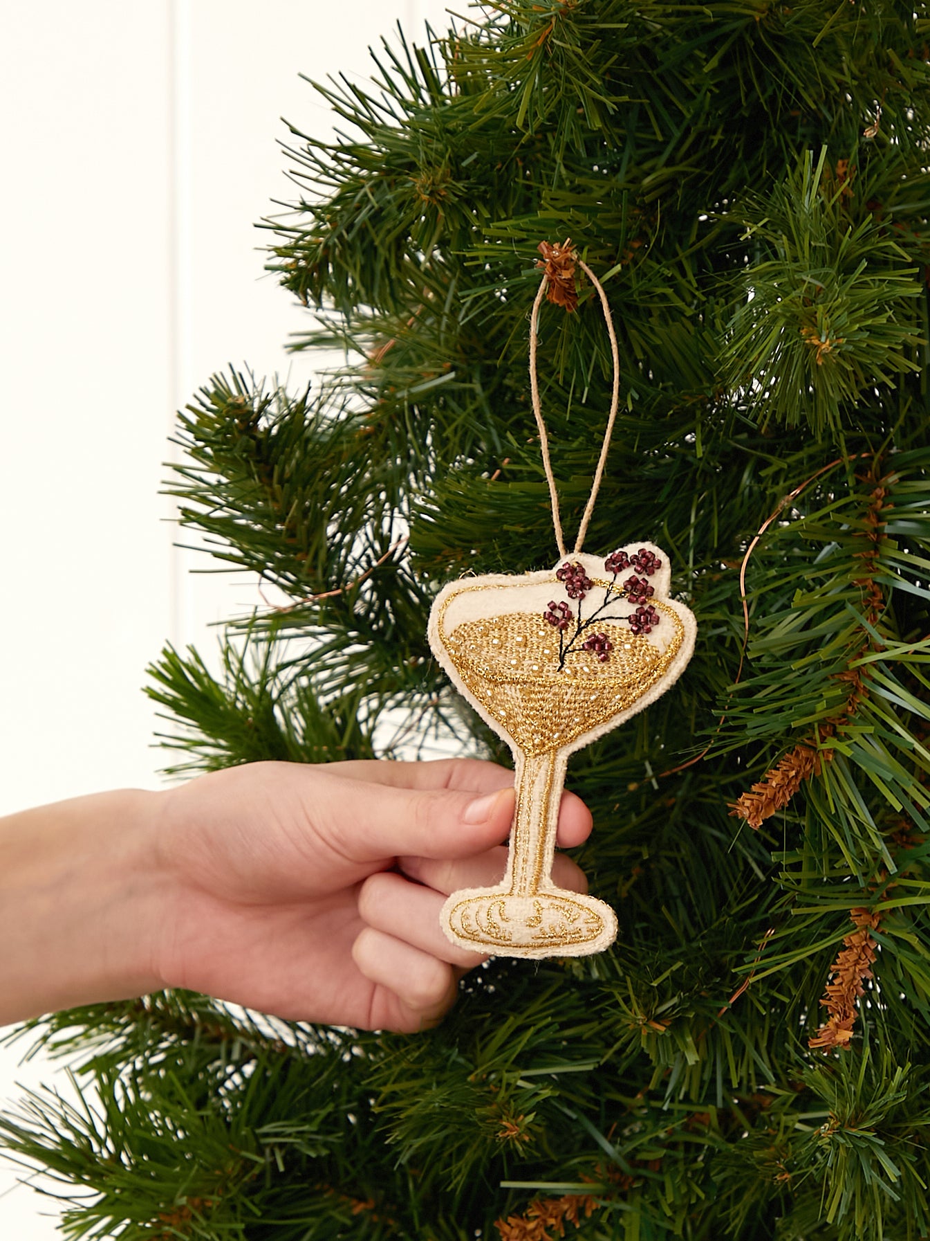 Martini Glass Beaded Christmas Decoration | Gold-2