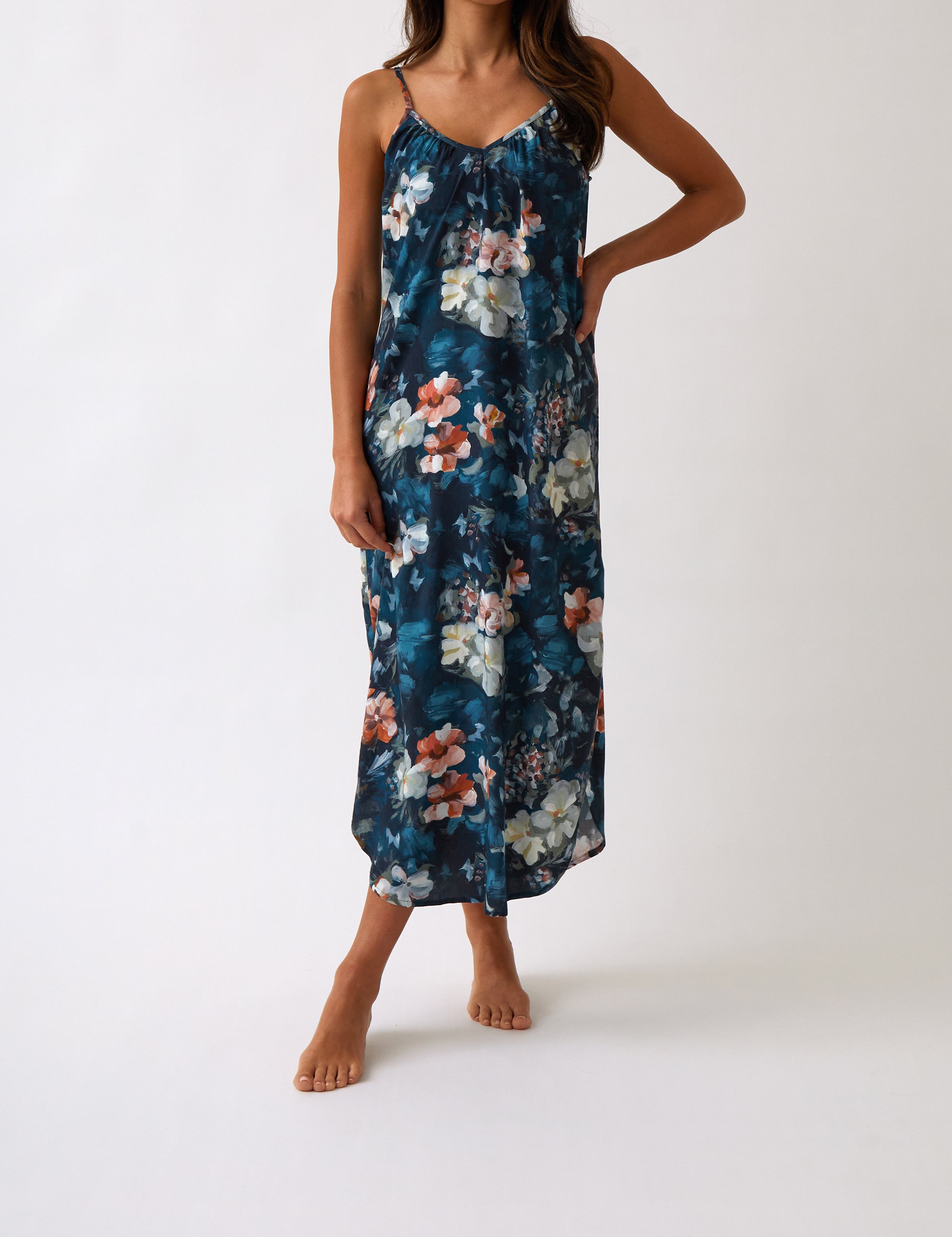 Maud Sherwood Nightie | Navy Floral-1