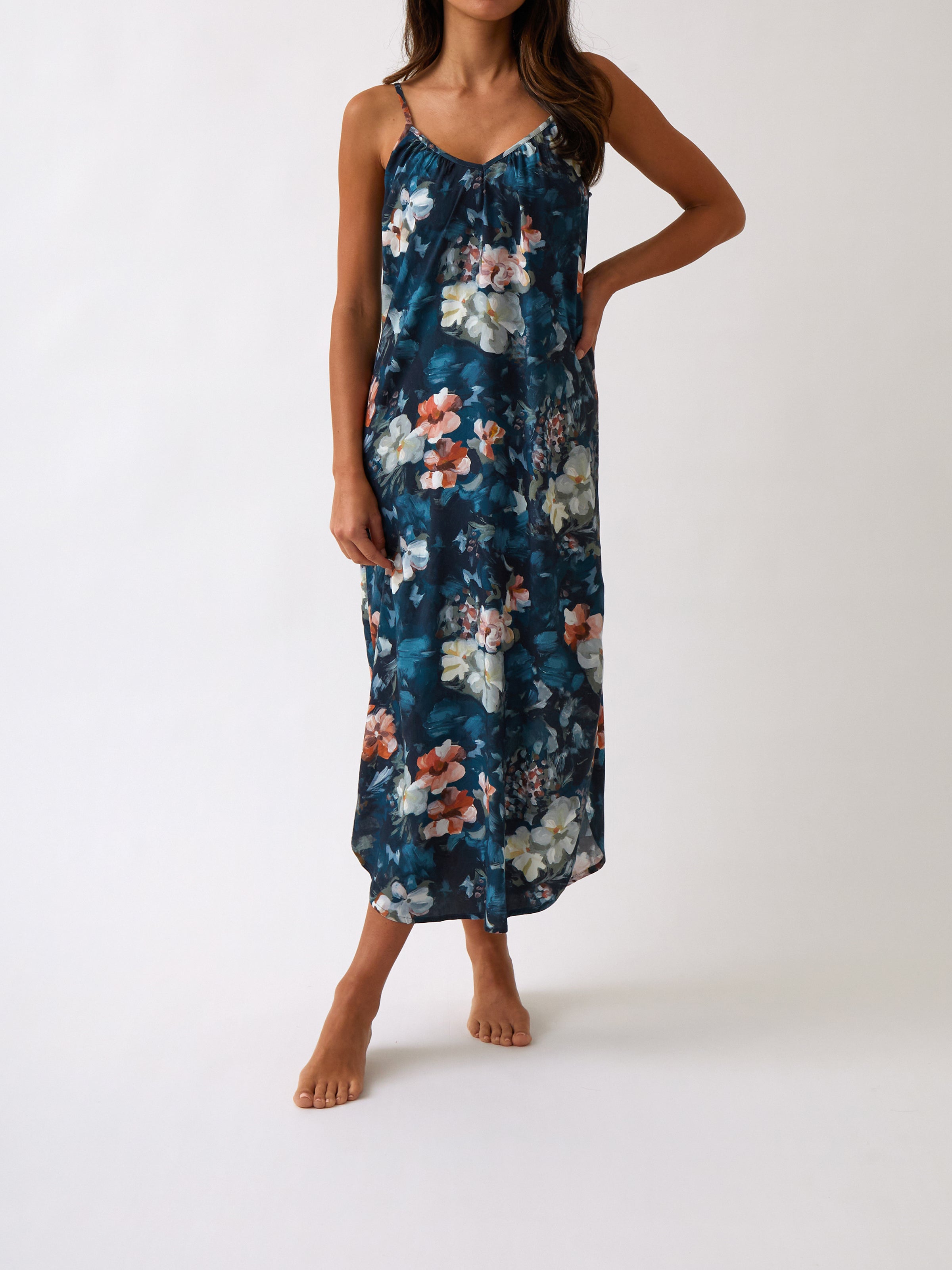 Maud Sherwood Nightie | Navy Floral-1