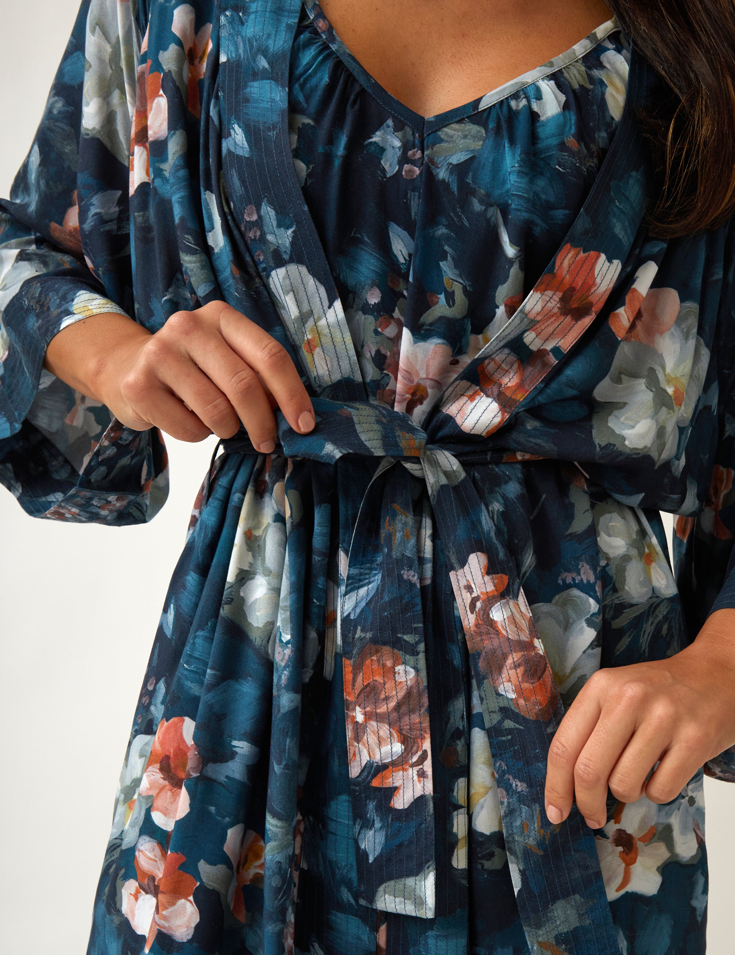 Maud Sherwood Robe | Navy Floral-2