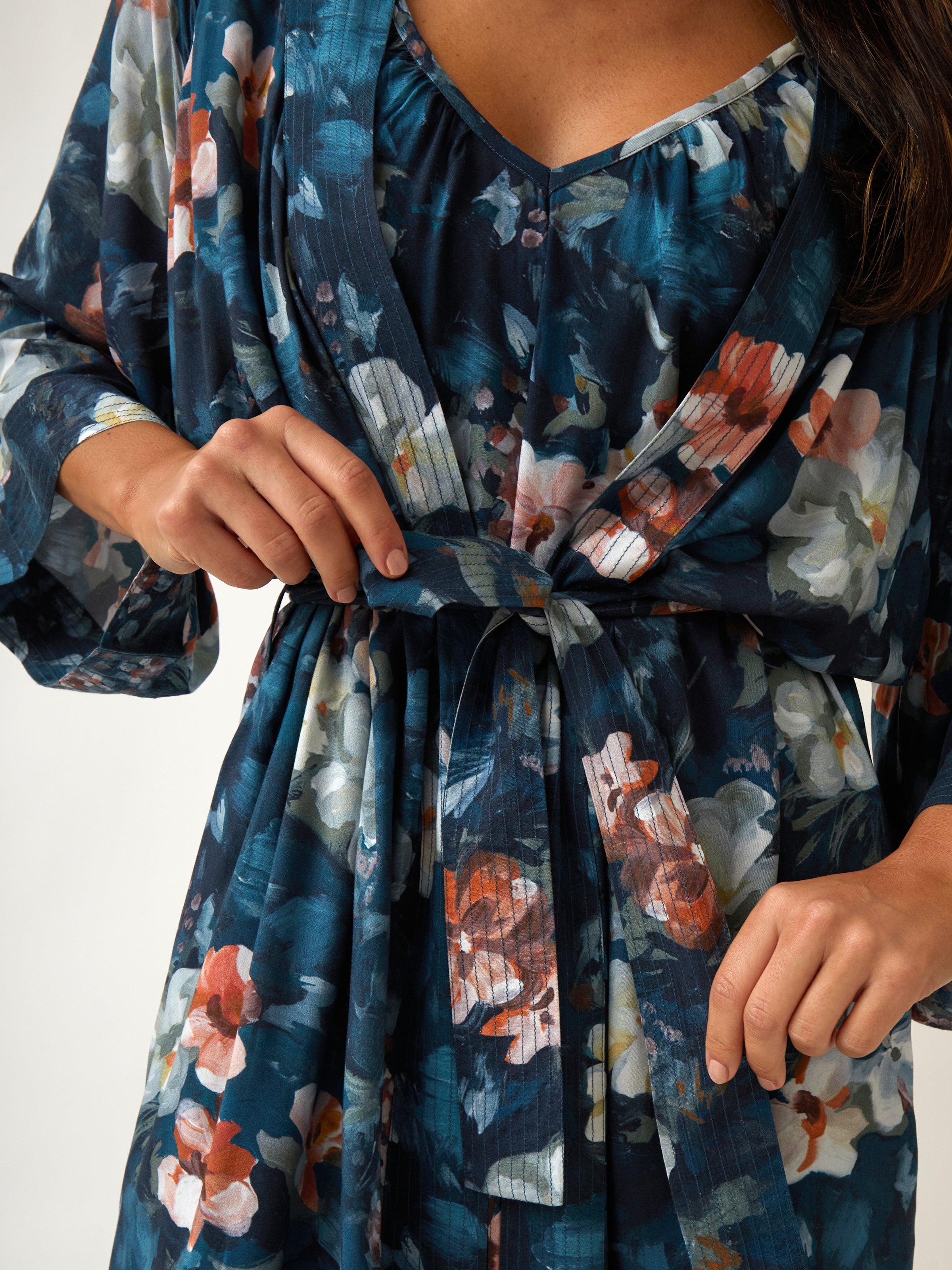 Maud Sherwood Robe | Navy Floral-2