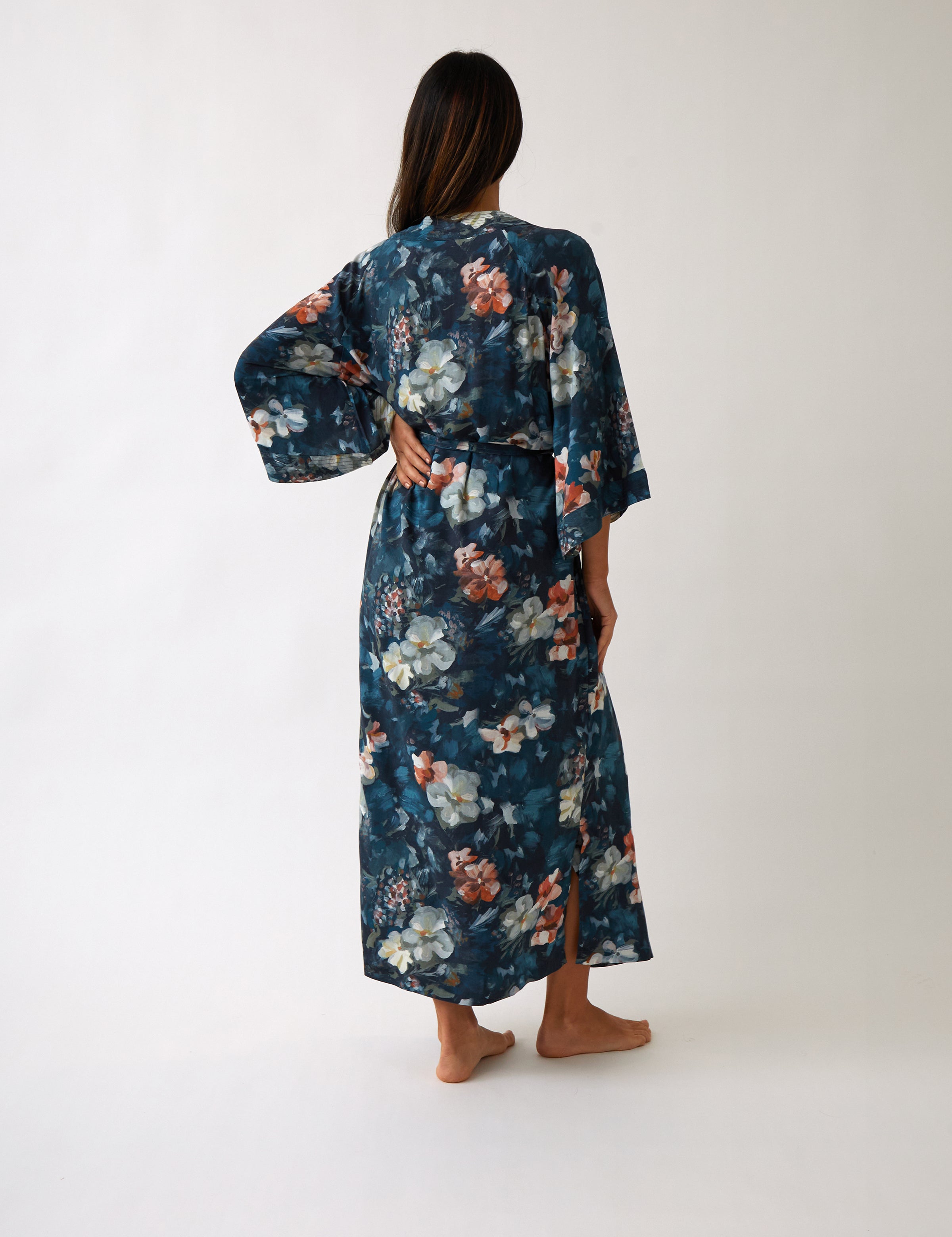 Maud Sherwood Robe | Navy Floral-4