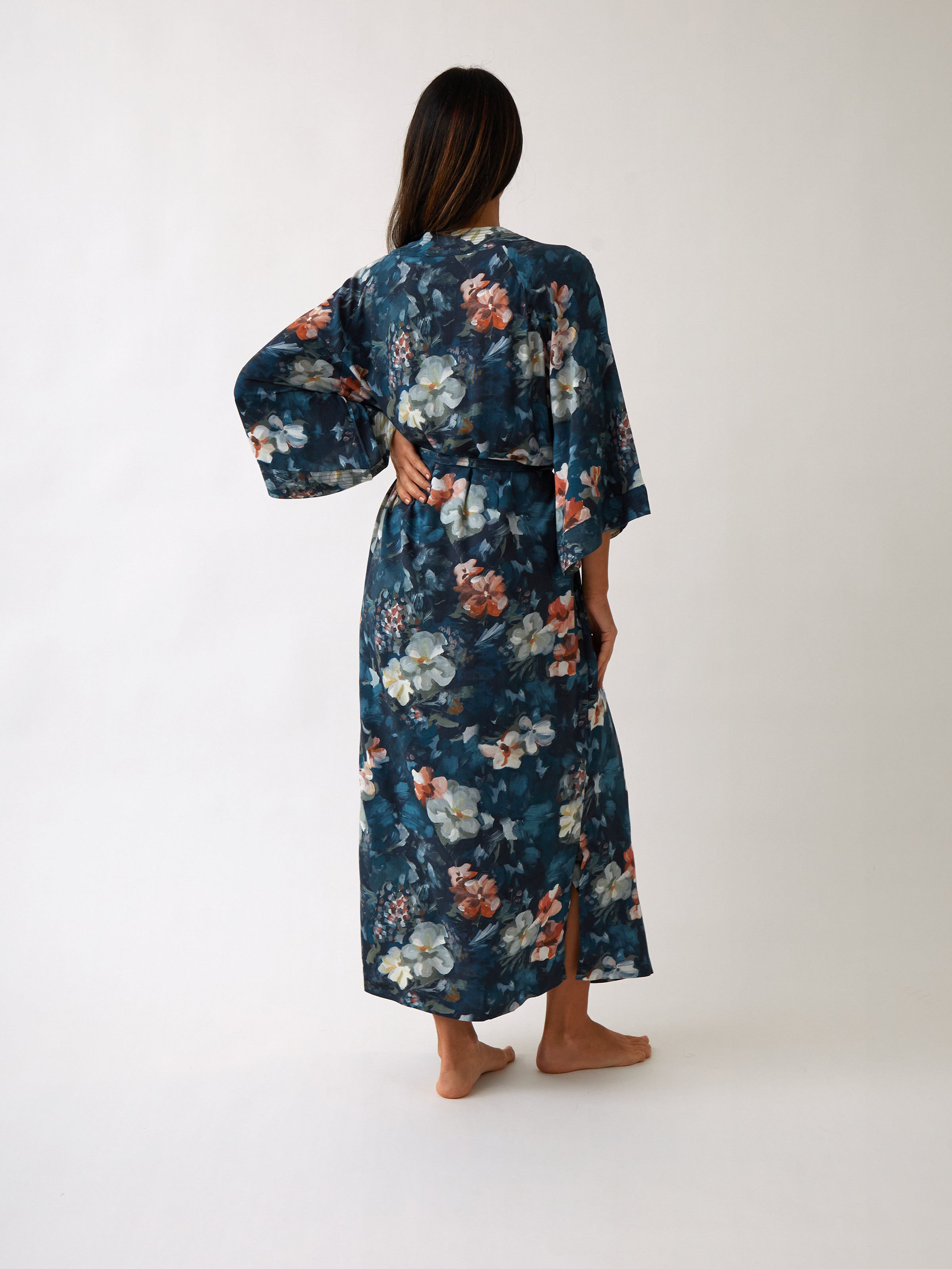 Maud Sherwood Robe | Navy Floral-4