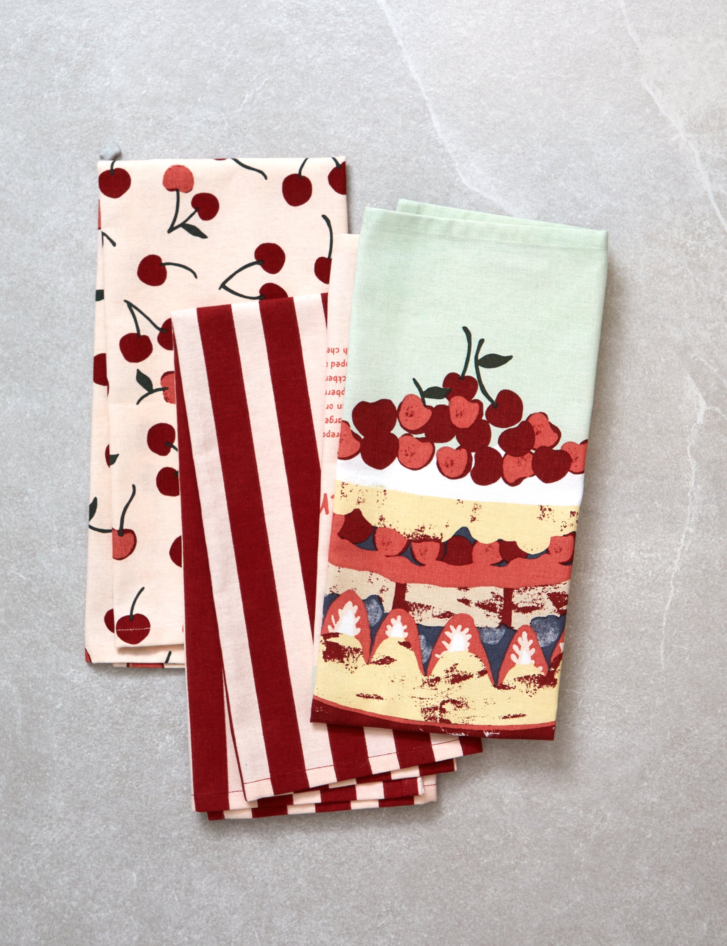 Merry Cherry Trifle Towel Set 3 | Multi-1