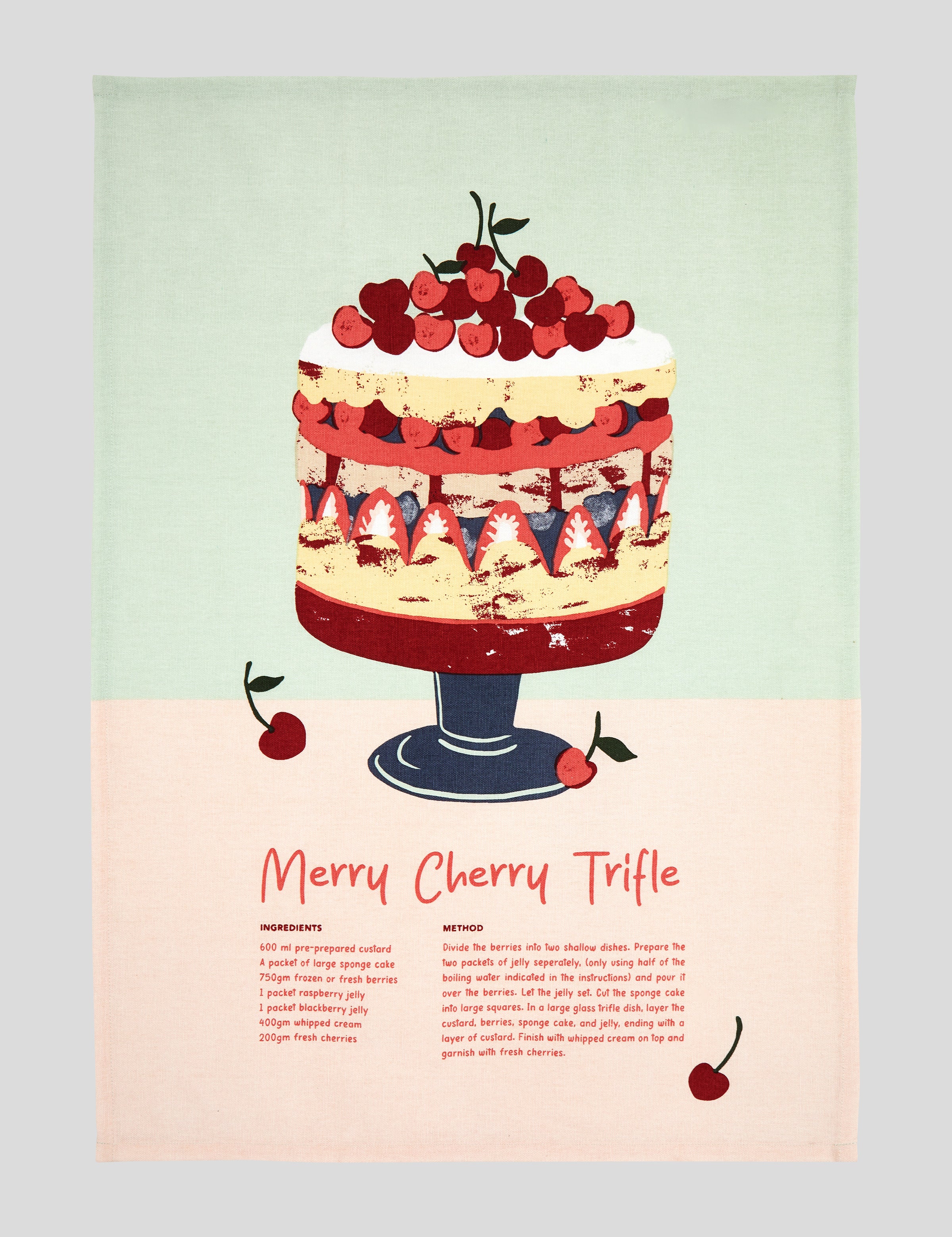 Merry Cherry Trifle Towel Set 3 | Multi-3