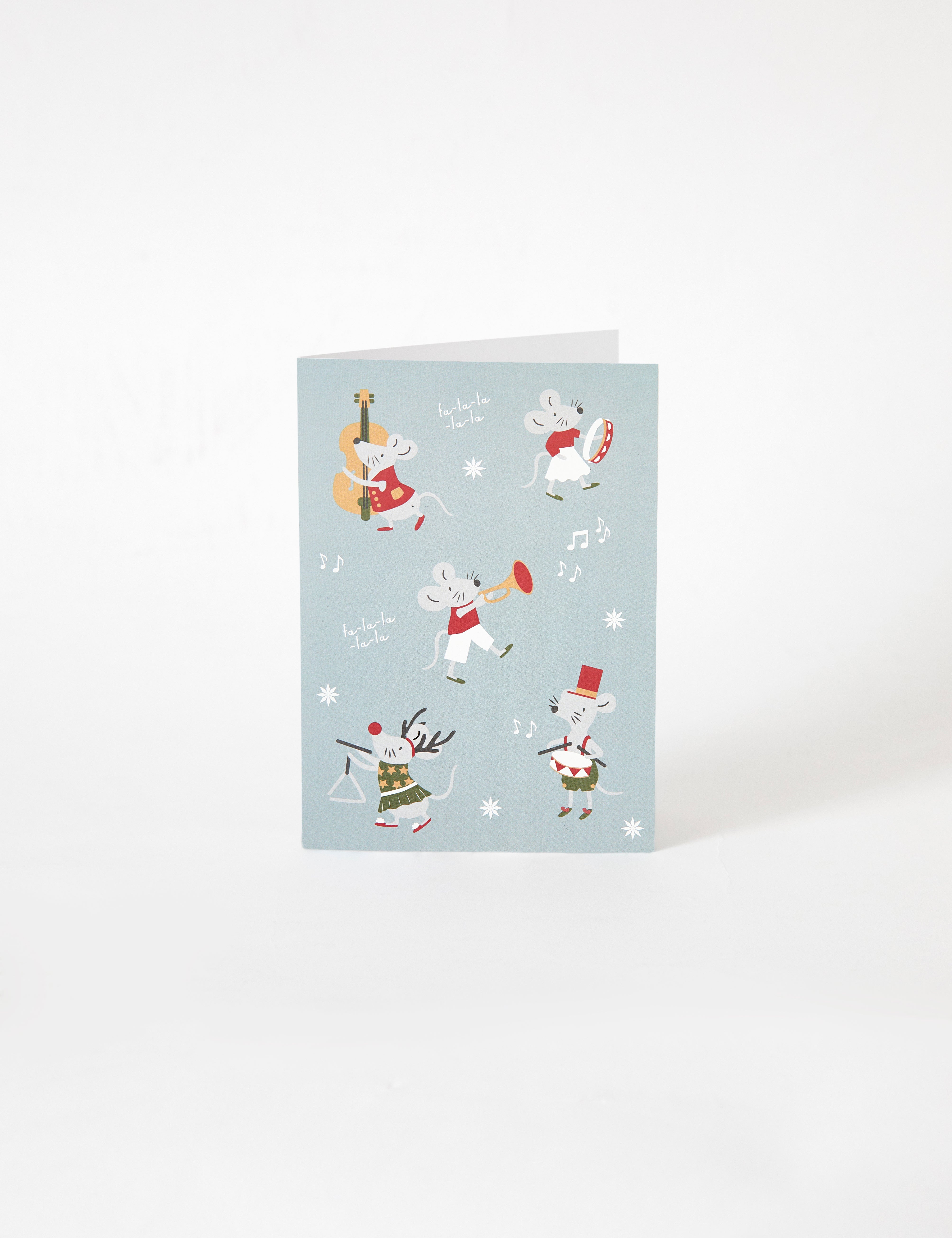 Merry Mice Greeting Card | Blue-1