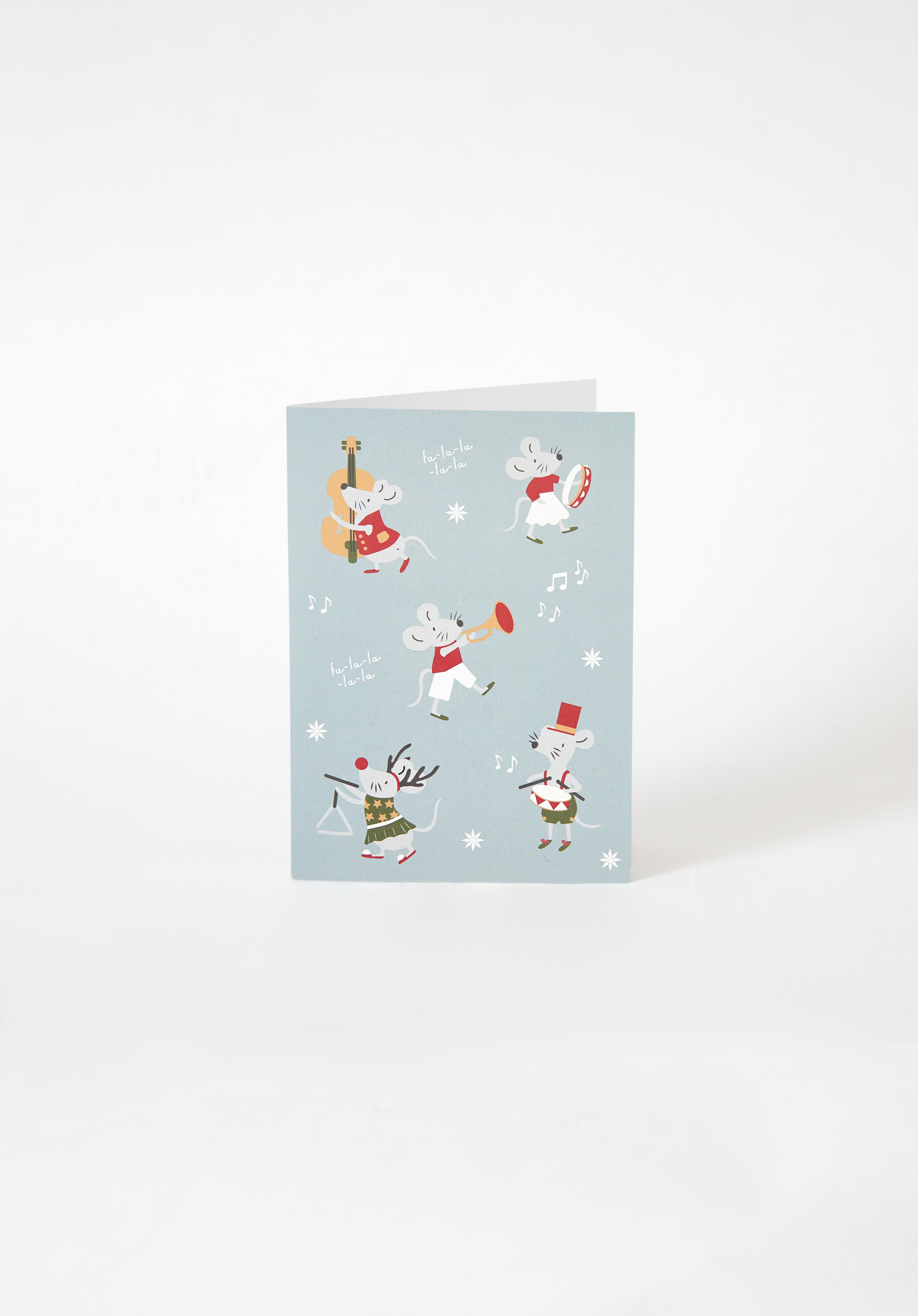 Merry Mice Greeting Card | Blue-1