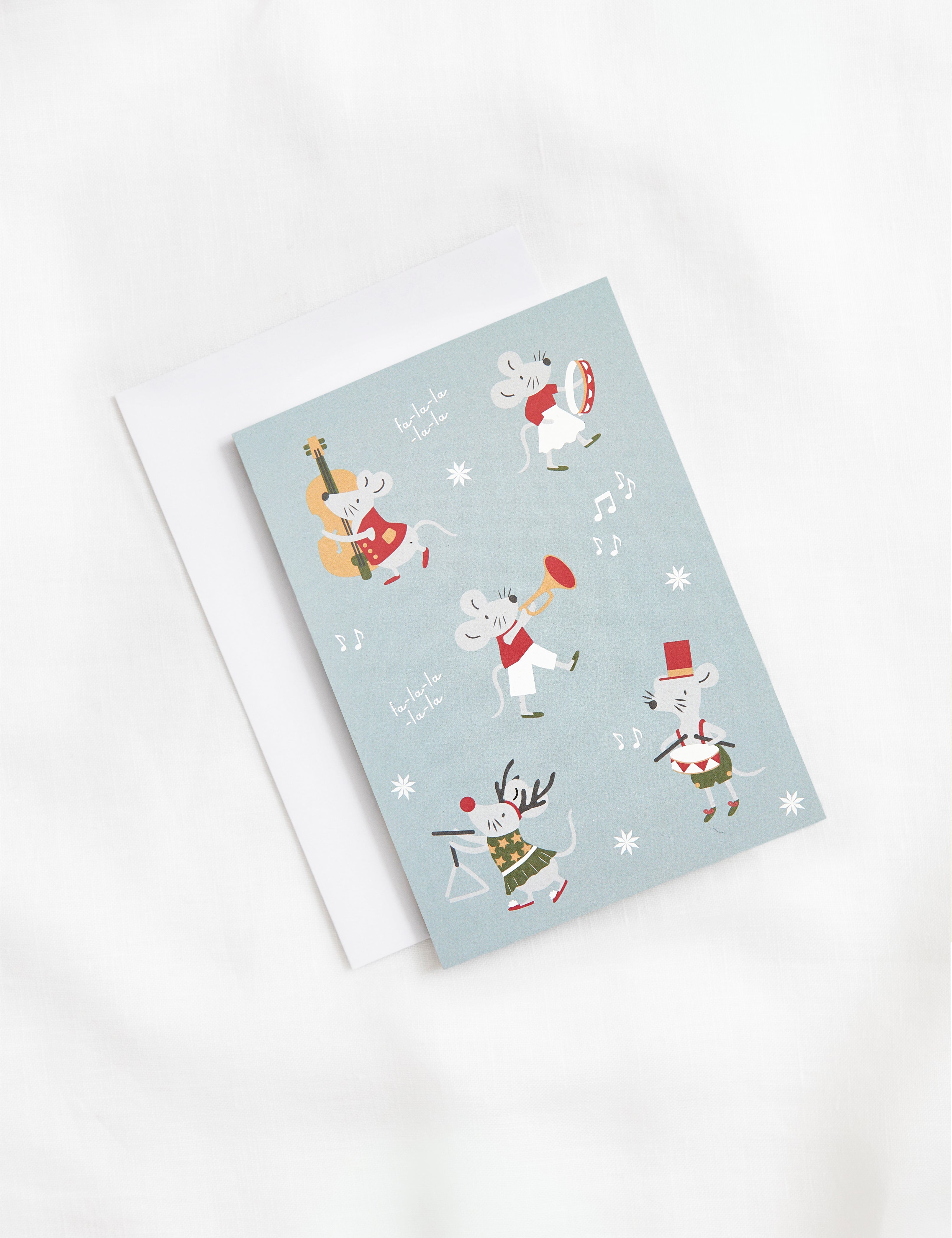 Merry Mice Greeting Card | Blue-2