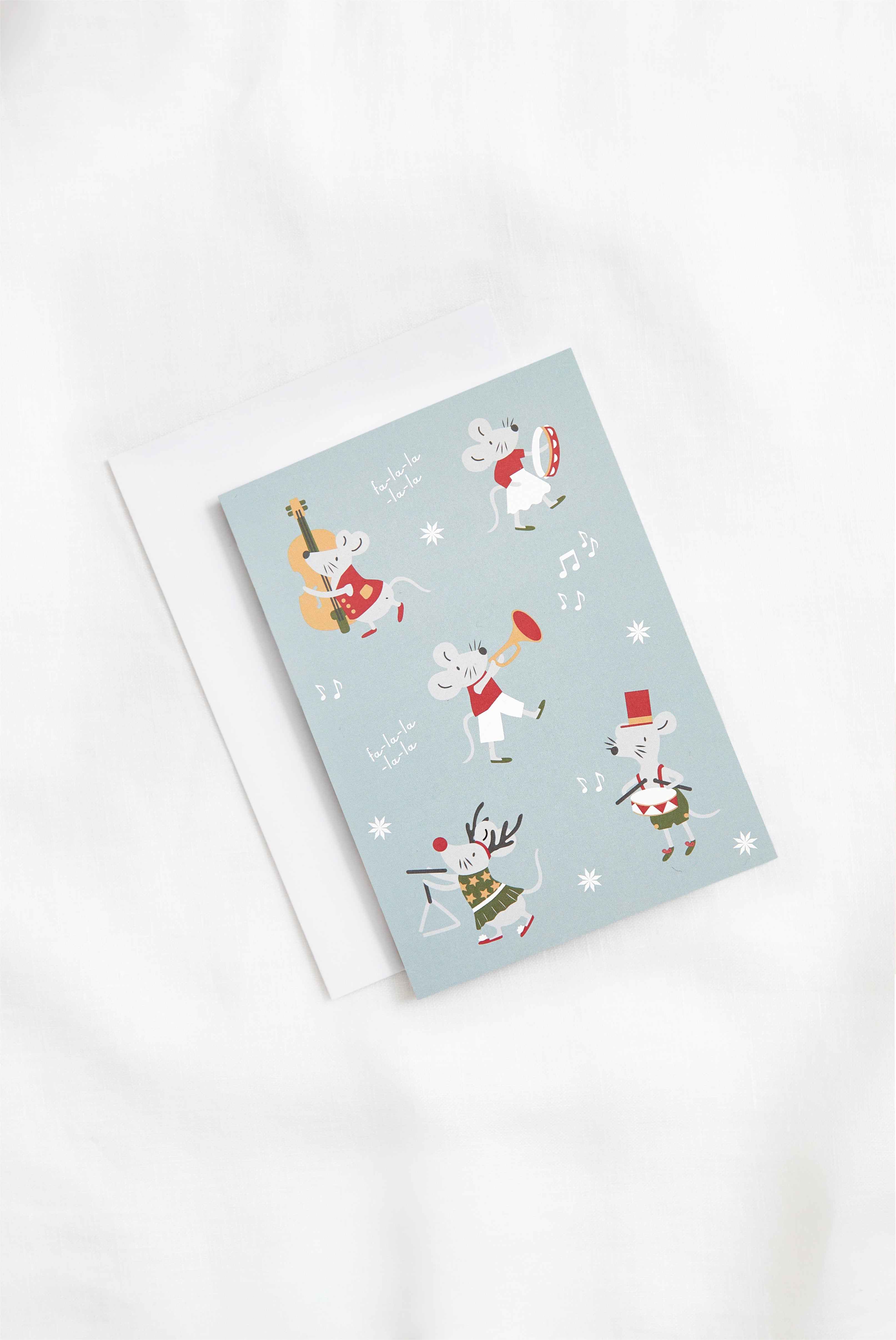 Merry Mice Greeting Card | Blue-2