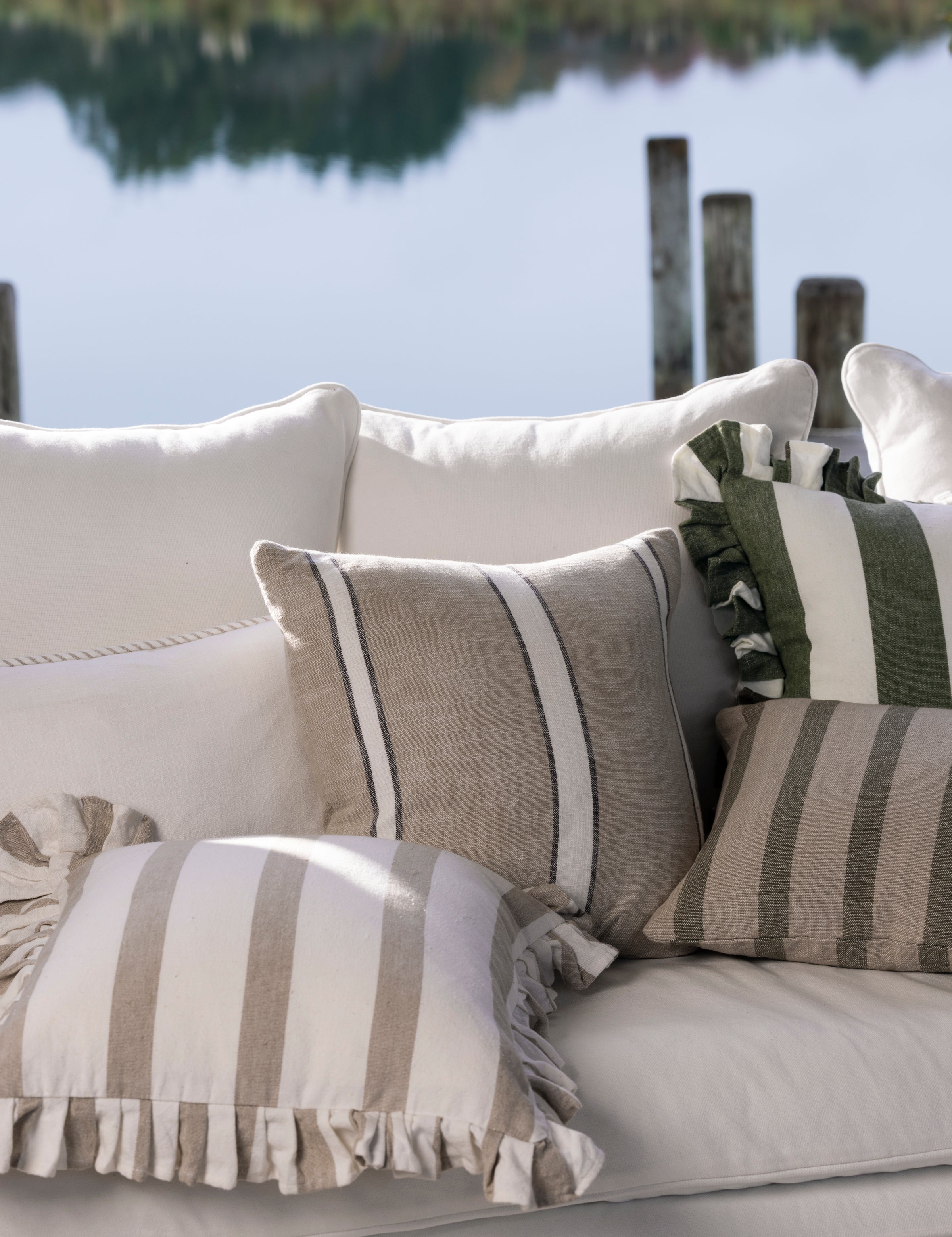 Milford Square Cushion Cover | Natural Stripe-2