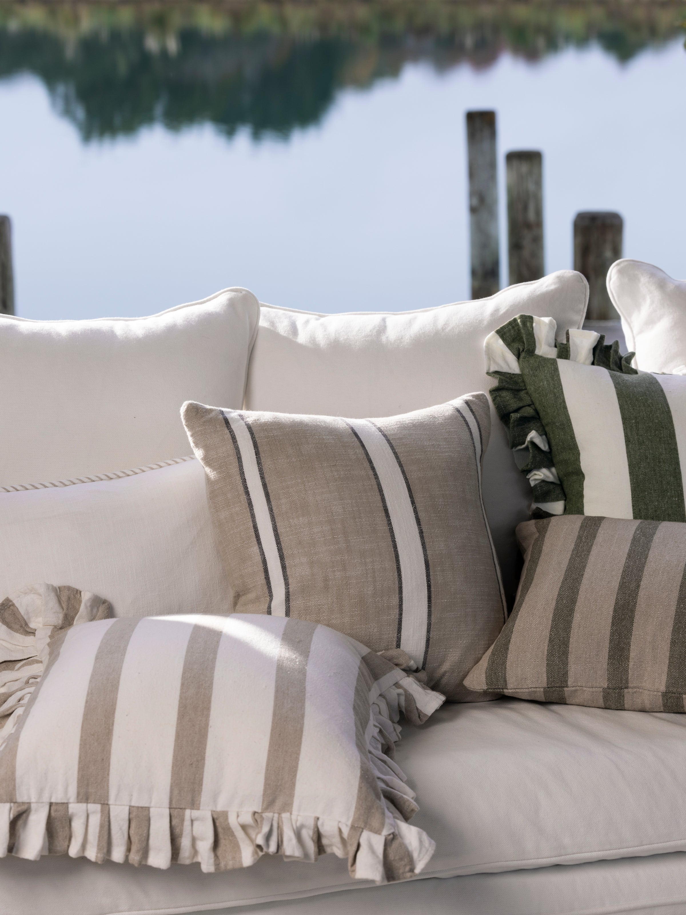 Milford Square Cushion Cover | Natural Stripe-2