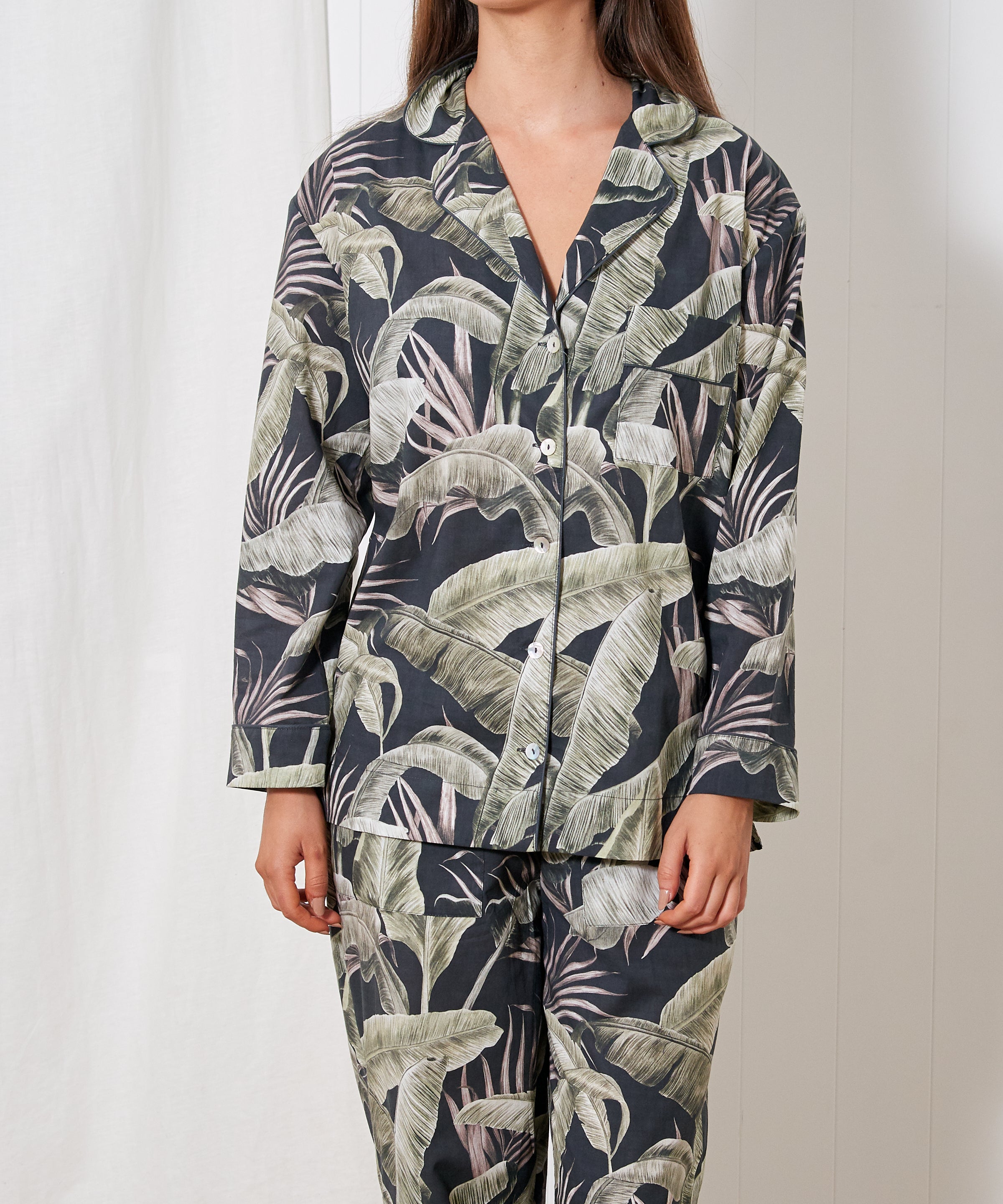Mira Long Sleeve PJ Shirt | Leaf-1