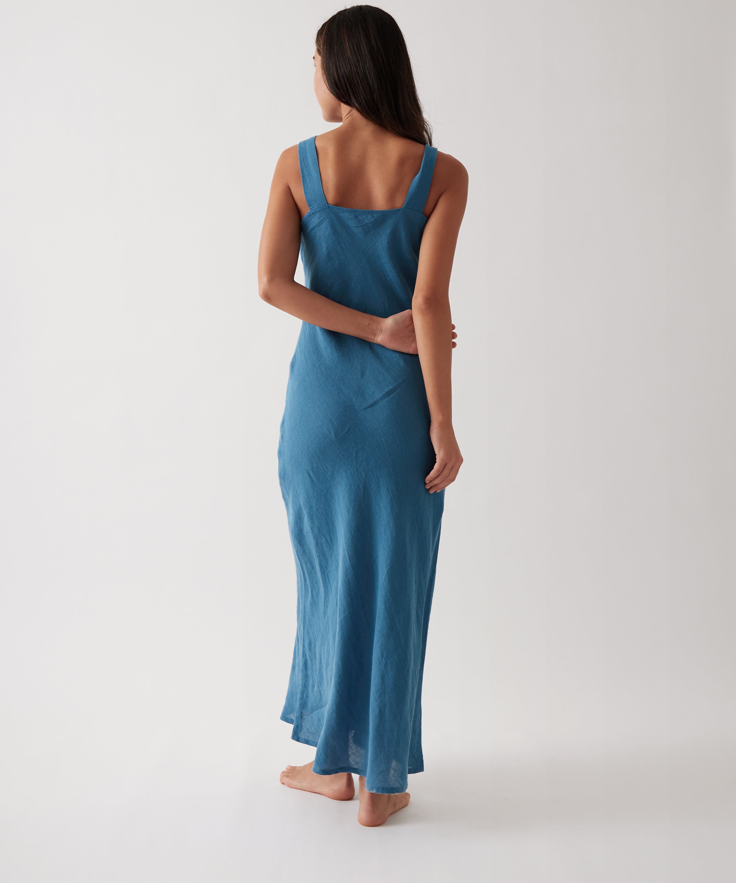Monaco Linen Bias Dress | Ocean-4