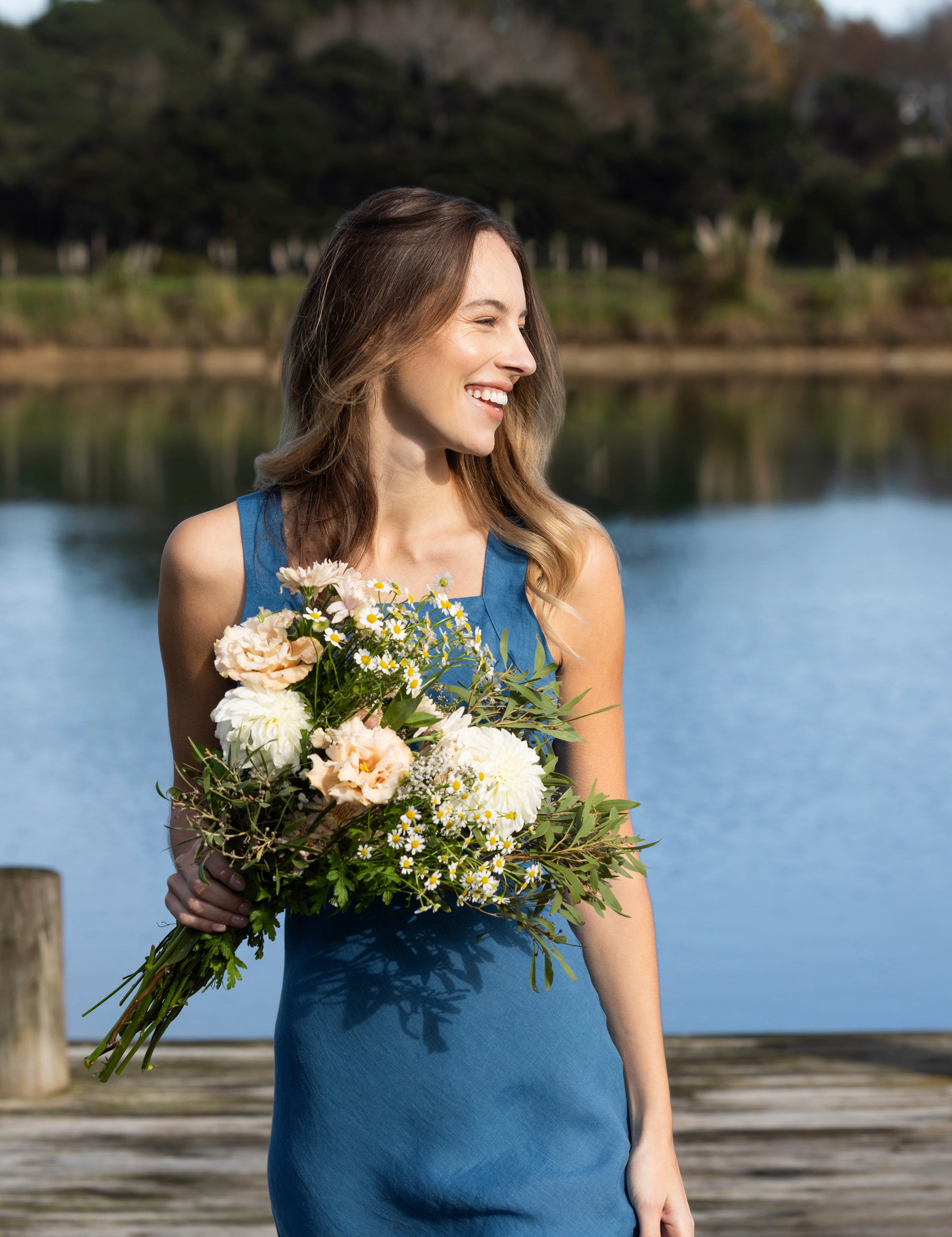 Monaco Linen Bias Dress | Ocean-5