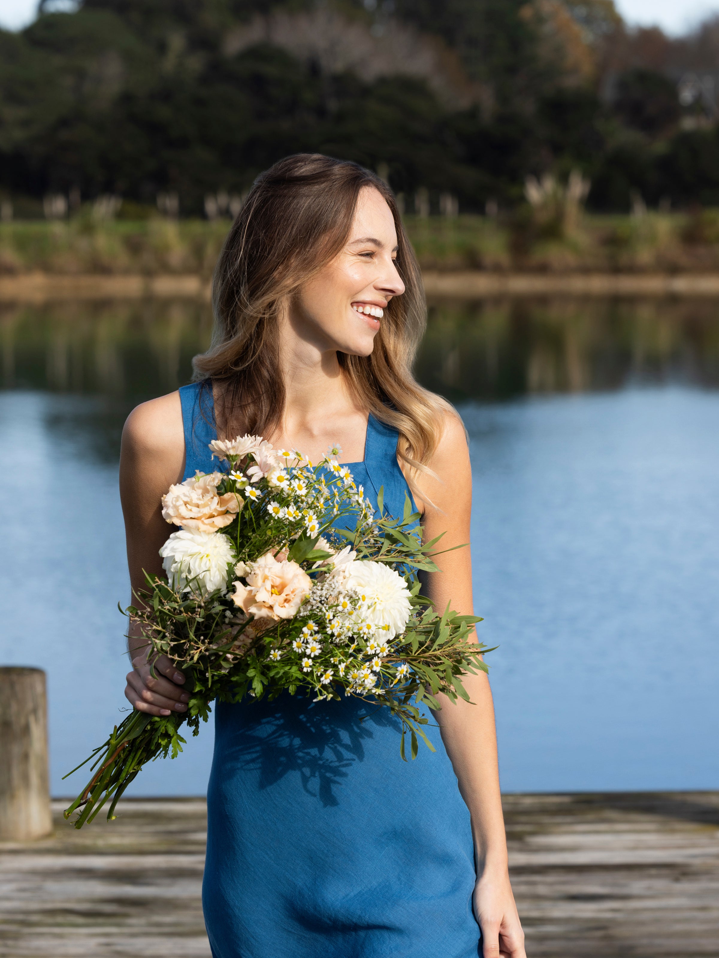 Monaco Linen Bias Dress | Ocean-5