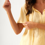 Monaco Linen Gathered Top | Butter-2