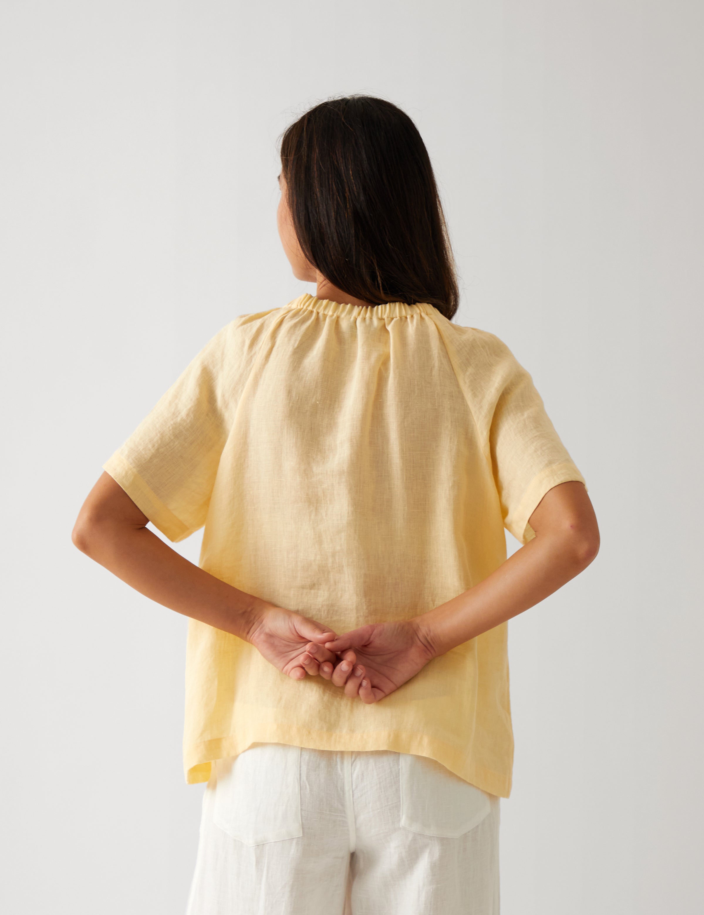 Monaco Linen Gathered Top | Butter-4