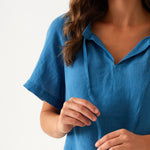 Monaco Linen Gathered Top | Ocean-2