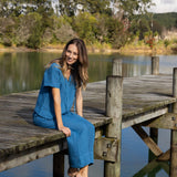 Monaco Linen Gathered Top | Ocean-3
