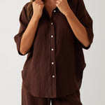 Monaco Linen Shirt | Chocolate-1
