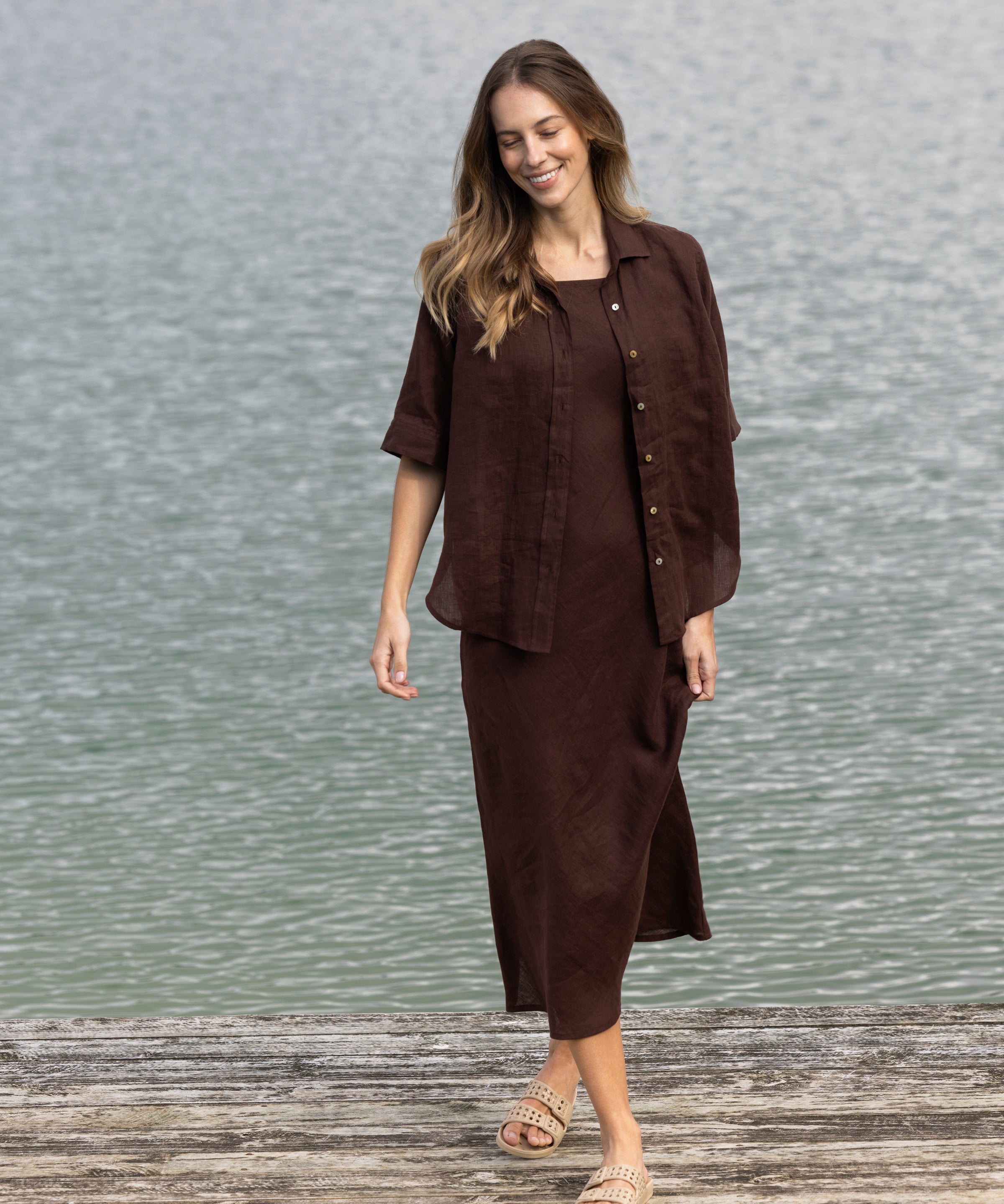 Monaco Linen Shirt | Chocolate-3